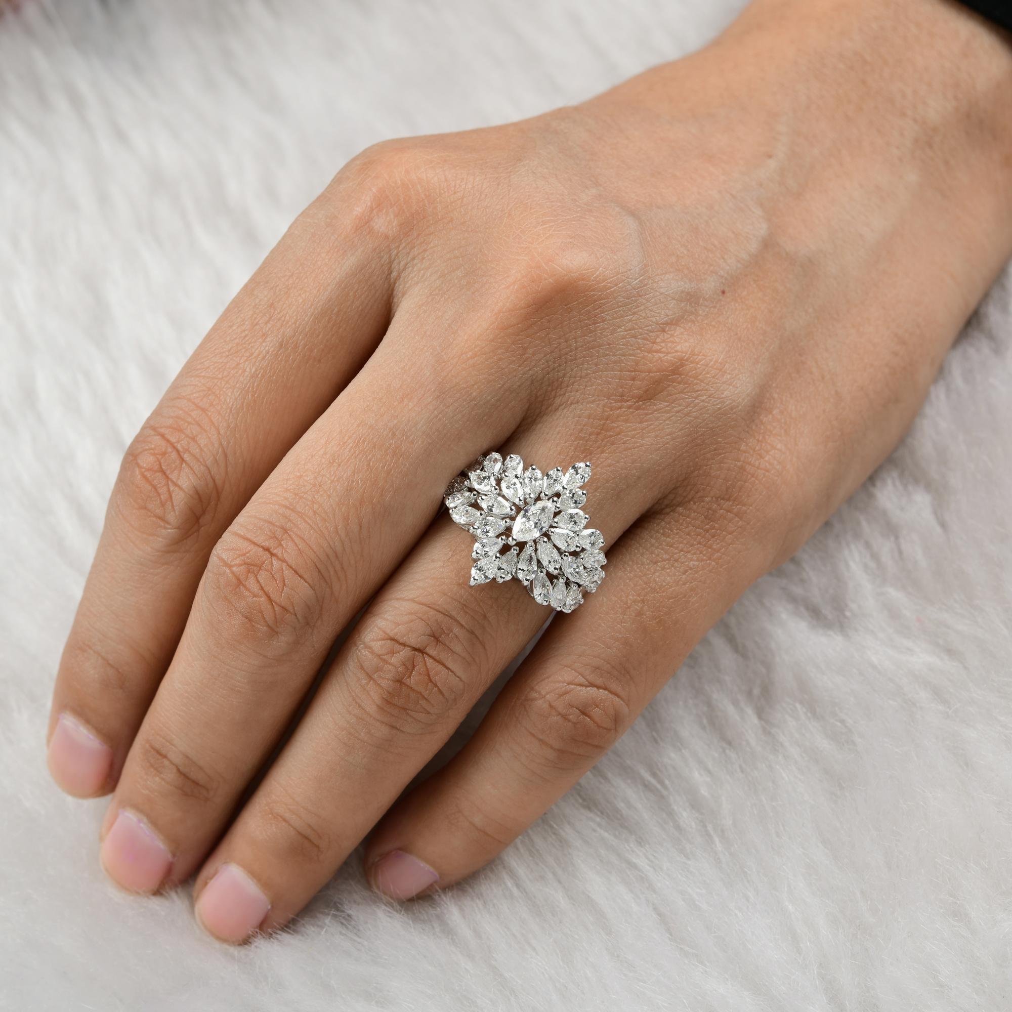 2,30 Karat SI Reinheit HI Farbe Marquise Birnen-Diamantring 18 Karat Weißgold im Angebot 3