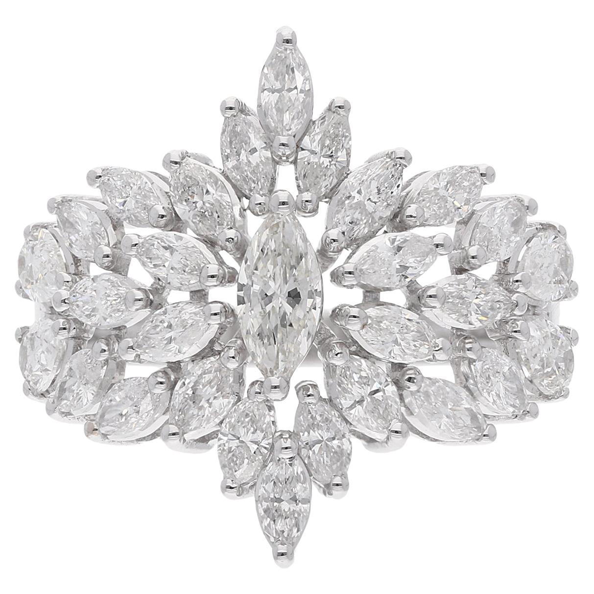 2,30 quilates SI Claridad HI Color Anillo de Diamantes Marquesa Pera 18 quilates Oro Blanco