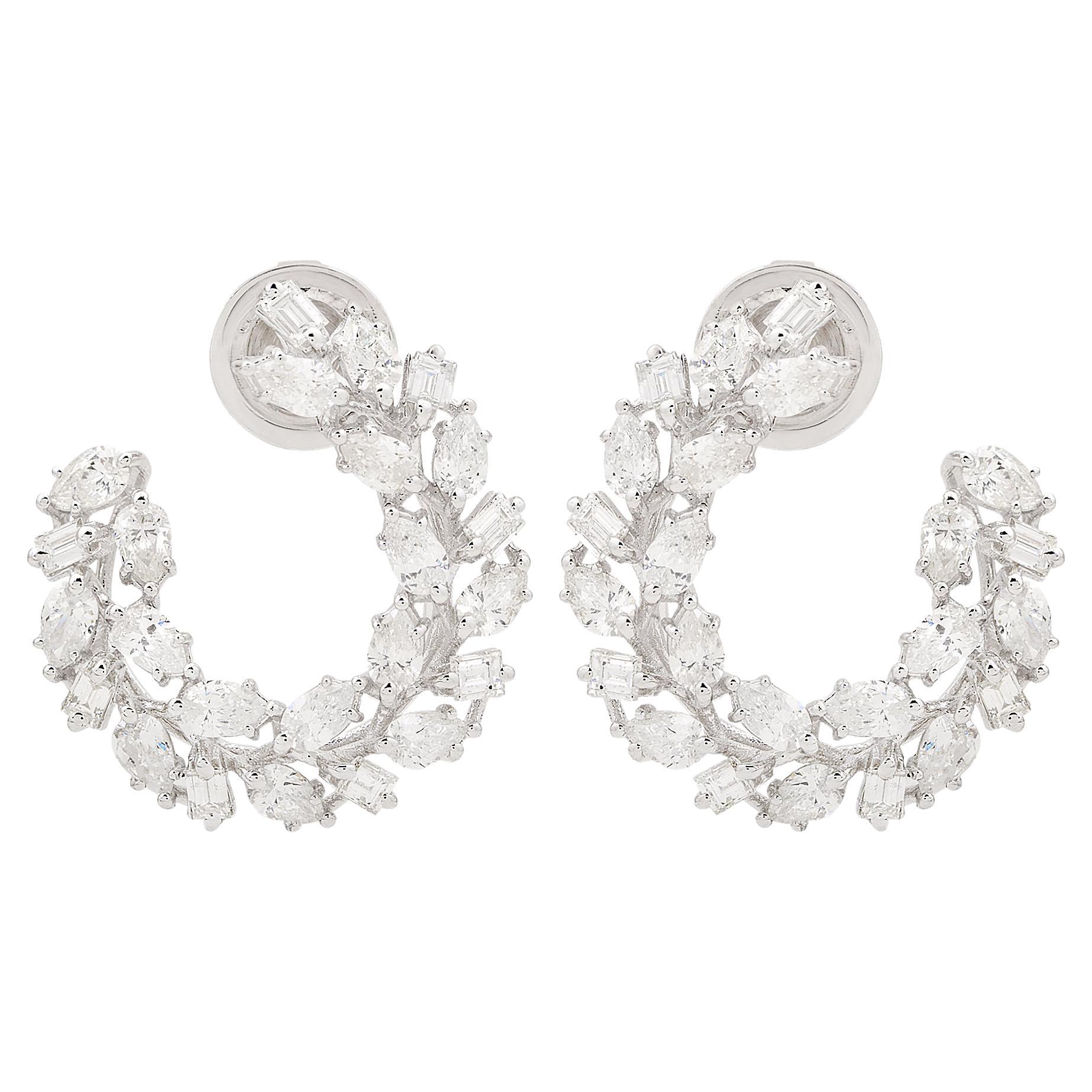 2.30 Carat SI Clarity HI Color Pear Diamond Hoop Earrings 18 Karat White Gold For Sale