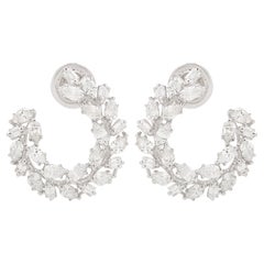2.30 Carat SI Clarity HI Color Pear Diamond Hoop Earrings 18 Karat White Gold