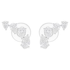 Pendientes de diamantes talla pera brillante SI/H de 2,30 quilates Joyas de oro blanco de 14 quilates