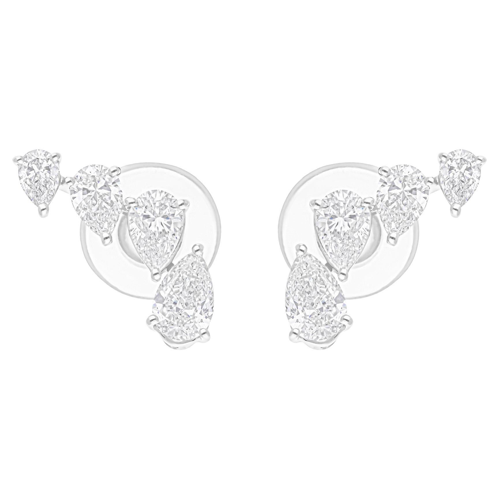 Pendientes de diamantes talla pera brillante SI/H de 2,30 quilates Joyas de oro blanco de 14 quilates