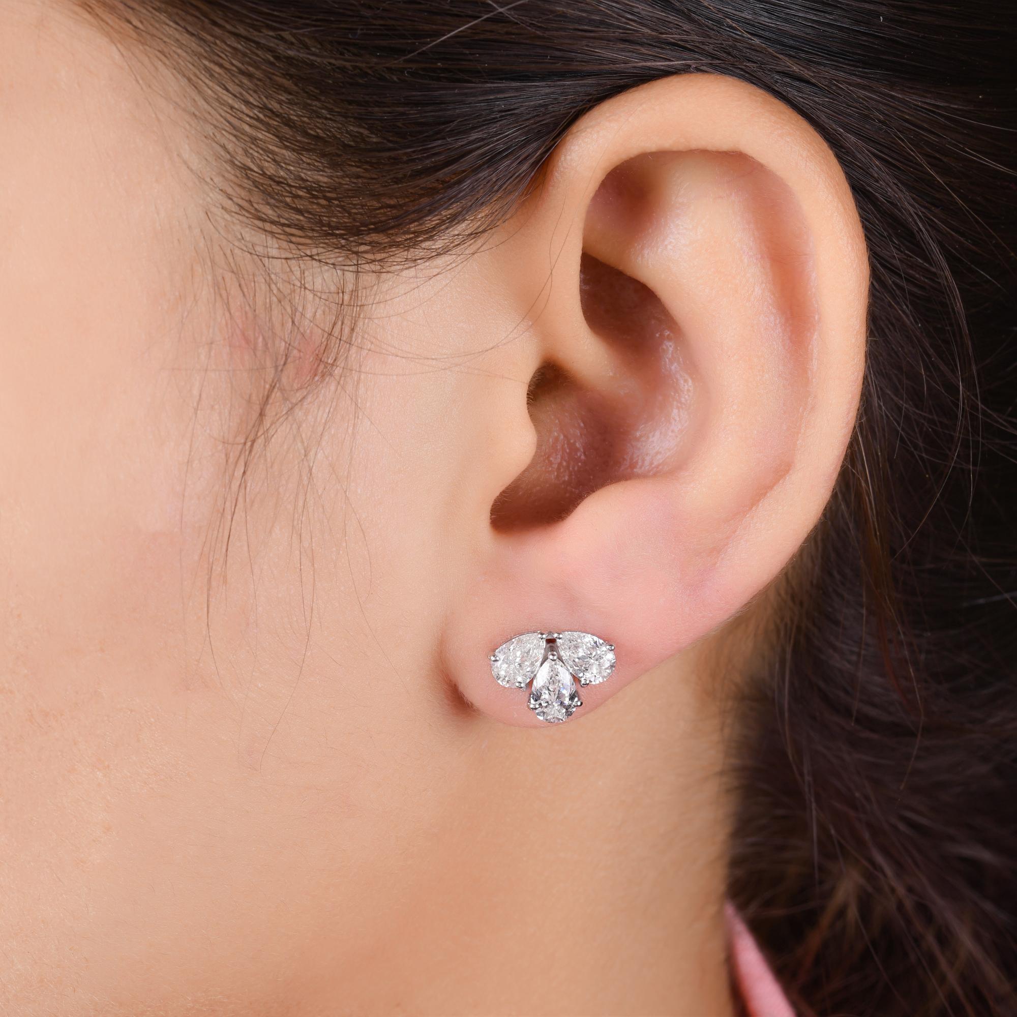 Modern 2.30 Carat SI/H Pear Brilliant Cut Diamond Earrings 18 Karat White Gold Jewelry For Sale
