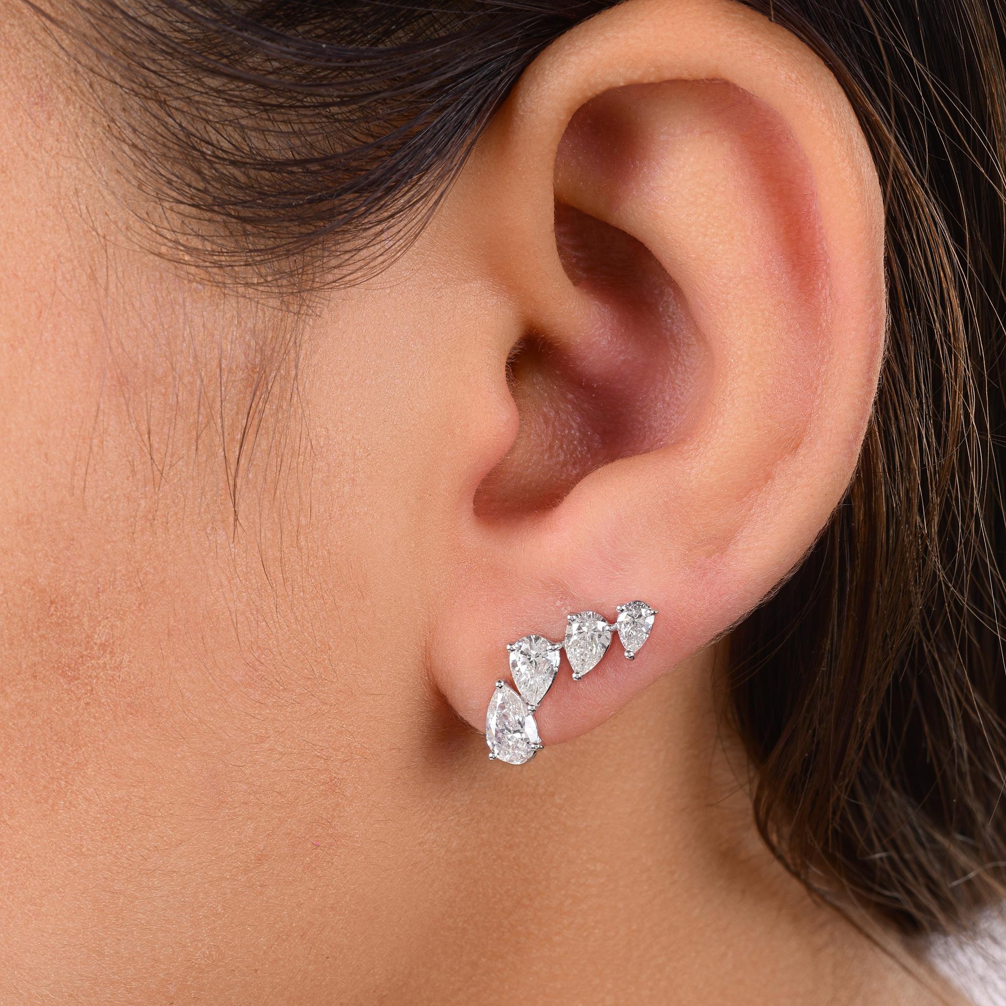 Moderne 2.30 Carat SI/H Boucles d'oreilles diamant poire taille brillant Bijoux en or blanc 18 carats en vente