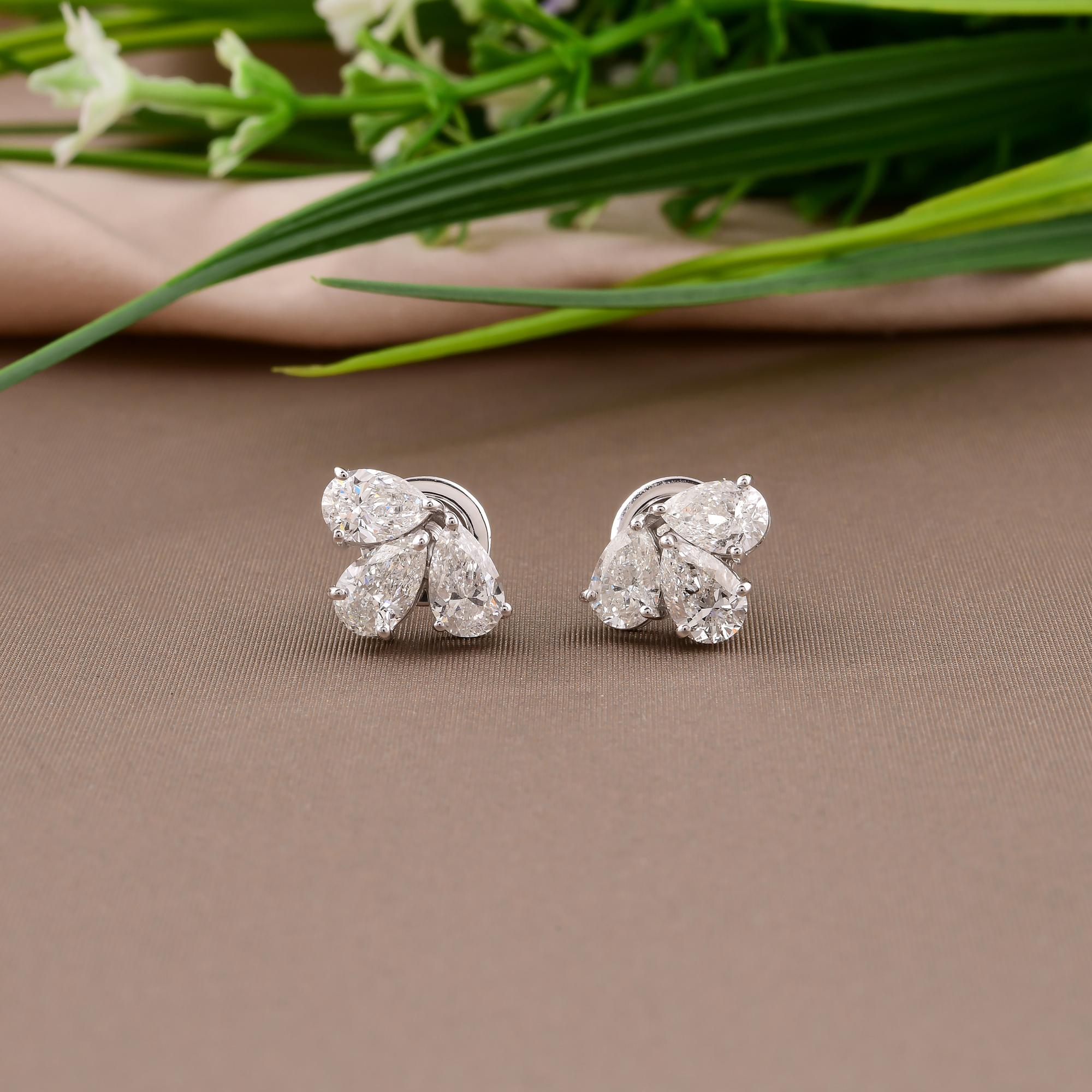 Pear Cut 2.30 Carat SI/H Pear Brilliant Cut Diamond Earrings 18 Karat White Gold Jewelry For Sale
