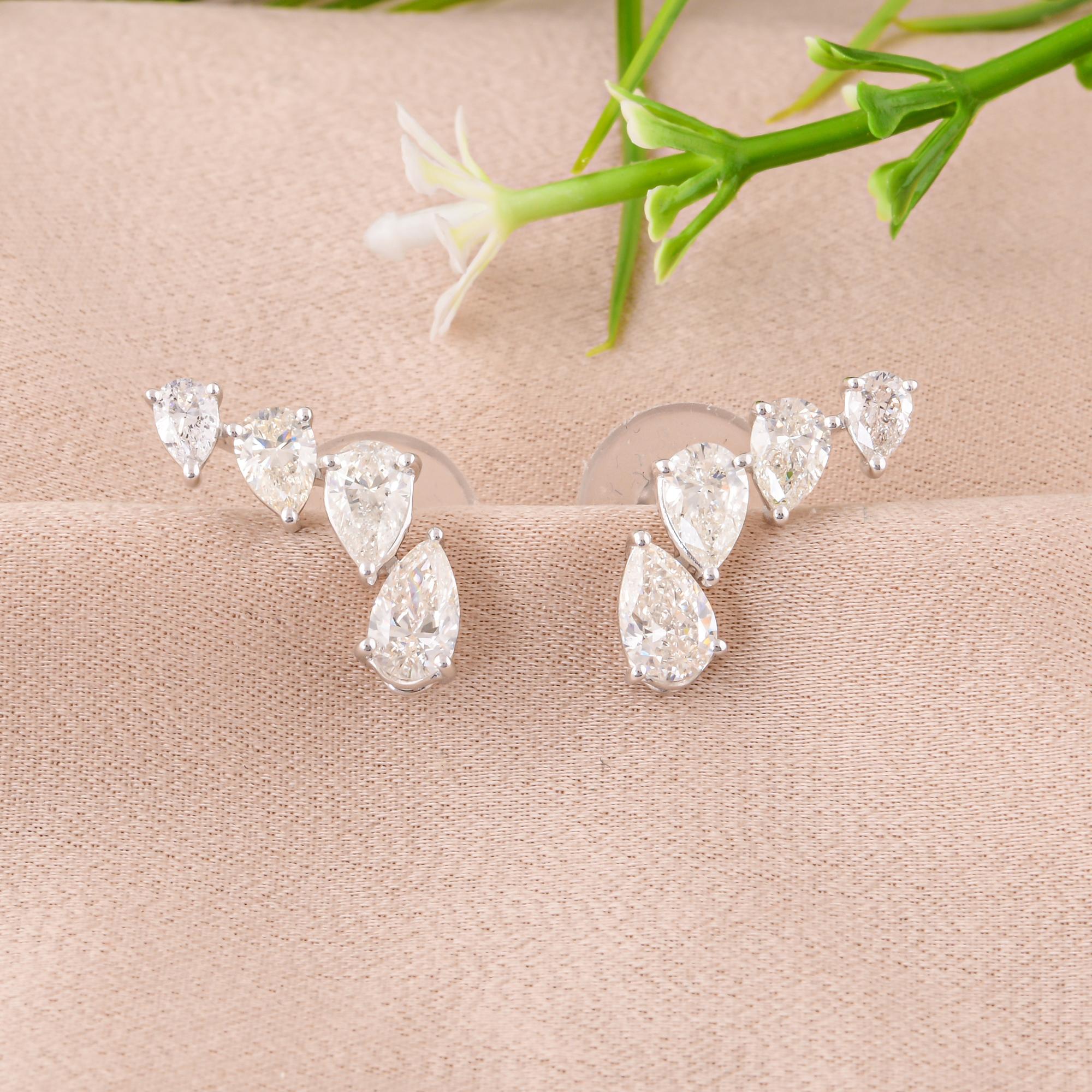 Taille poire 2.30 Carat SI/H Boucles d'oreilles diamant poire taille brillant Bijoux en or blanc 18 carats en vente
