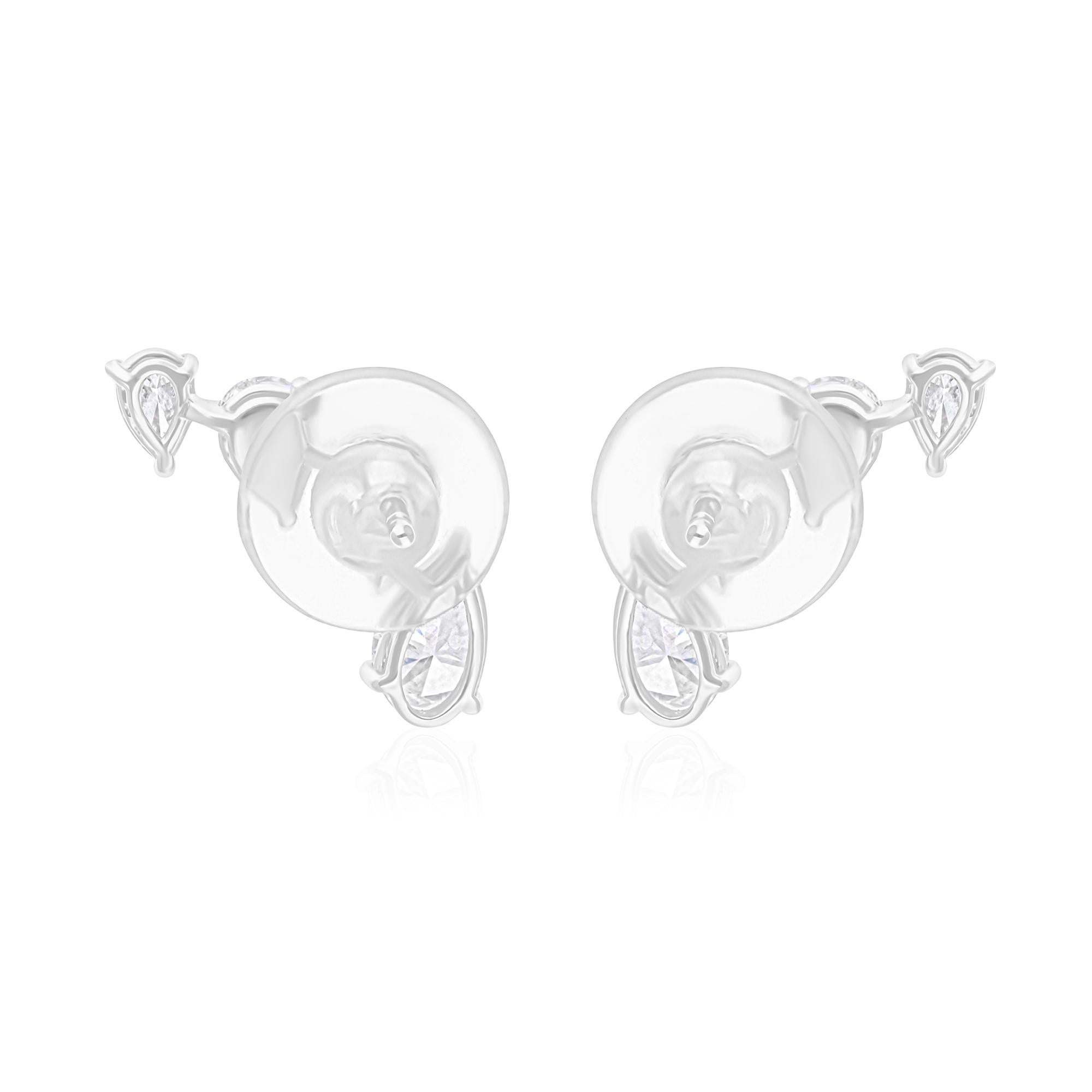2.30 Carat SI/H Boucles d'oreilles diamant poire taille brillant Bijoux en or blanc 18 carats Neuf - En vente à Diera, Dubai