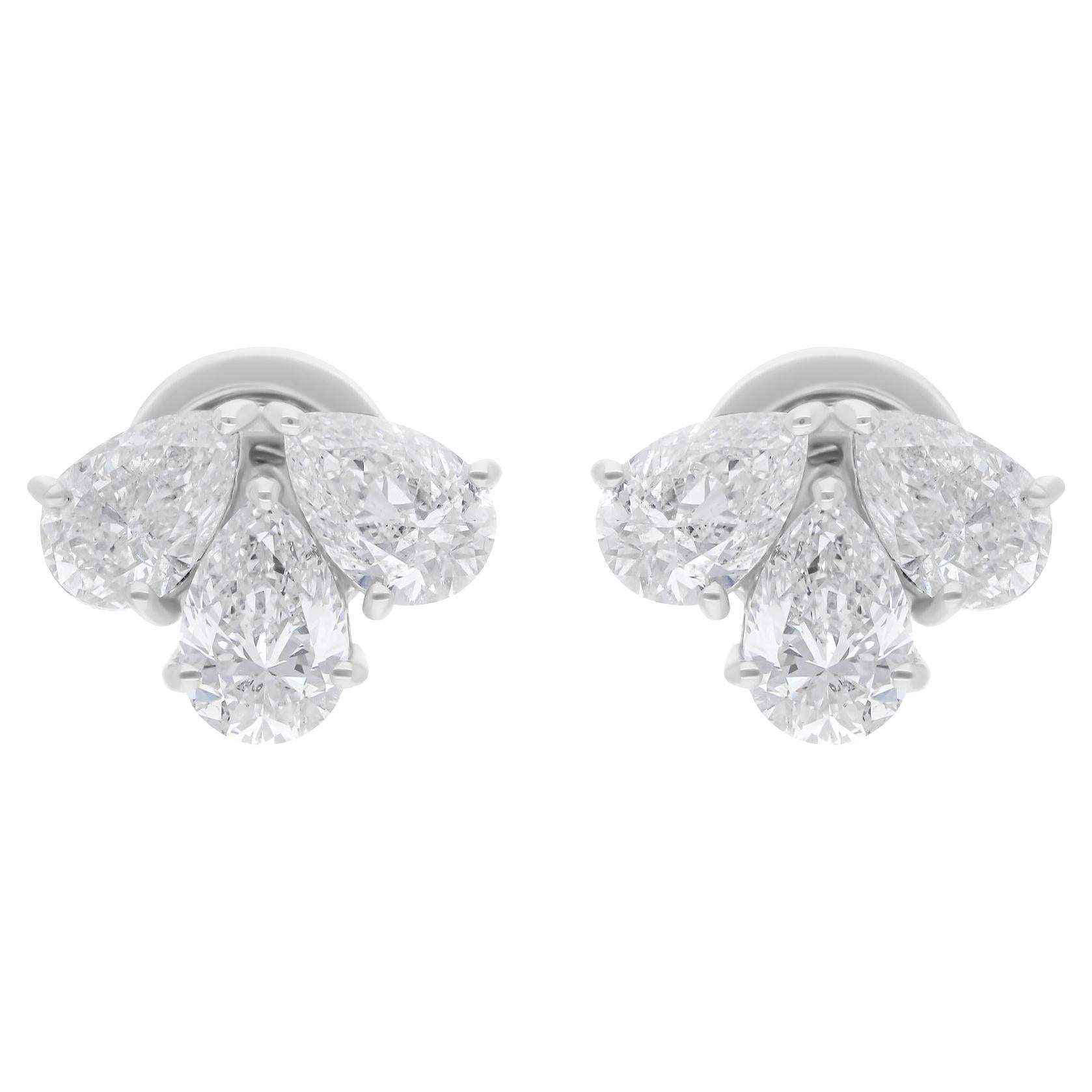 2.30 Carat SI/H Pear Brilliant Cut Diamond Earrings 18 Karat White Gold Jewelry