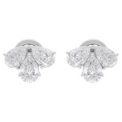 2.30 Carat SI/H Boucles d'oreilles diamant poire taille brillant Bijoux en or blanc 18 carats