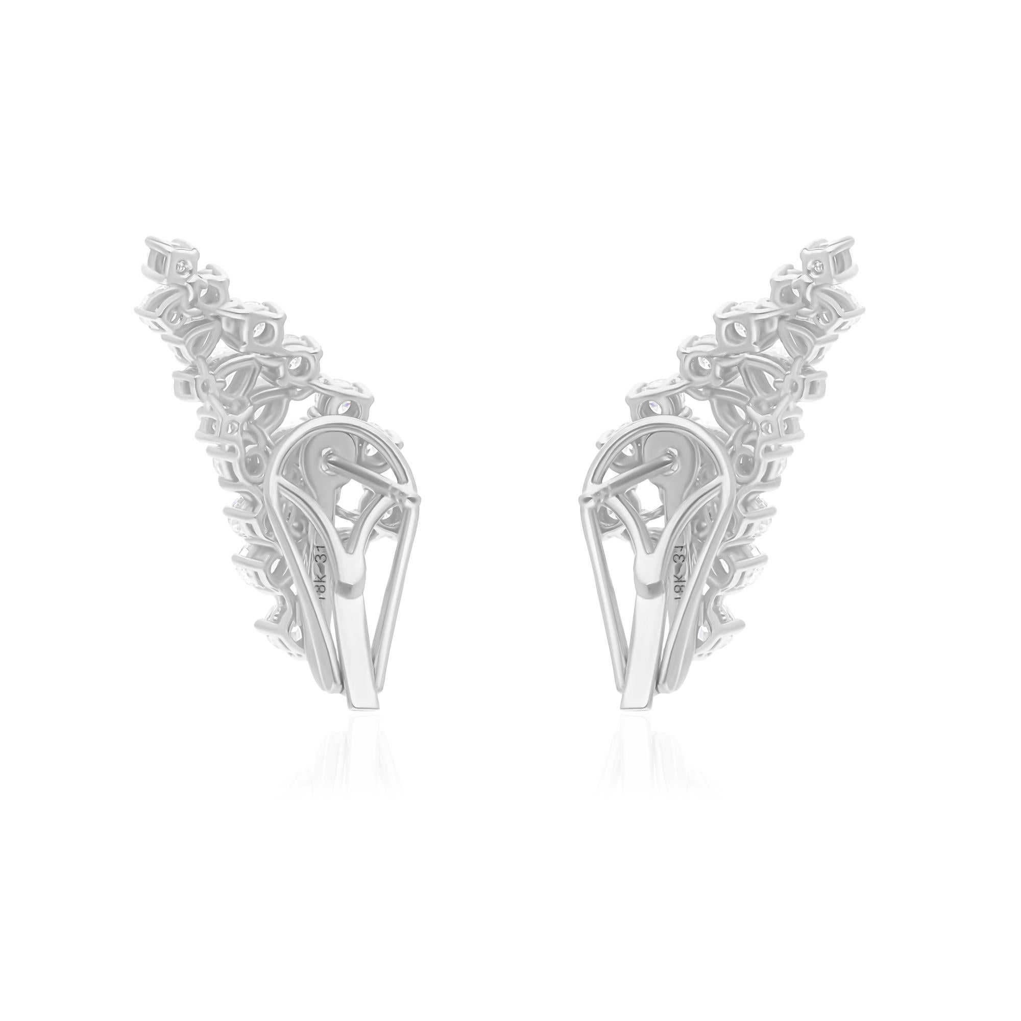 Moderno Orecchini di diamanti da 2,30 carati SI/H Pear Round Brilliante Cut Oro bianco 18 carati in vendita