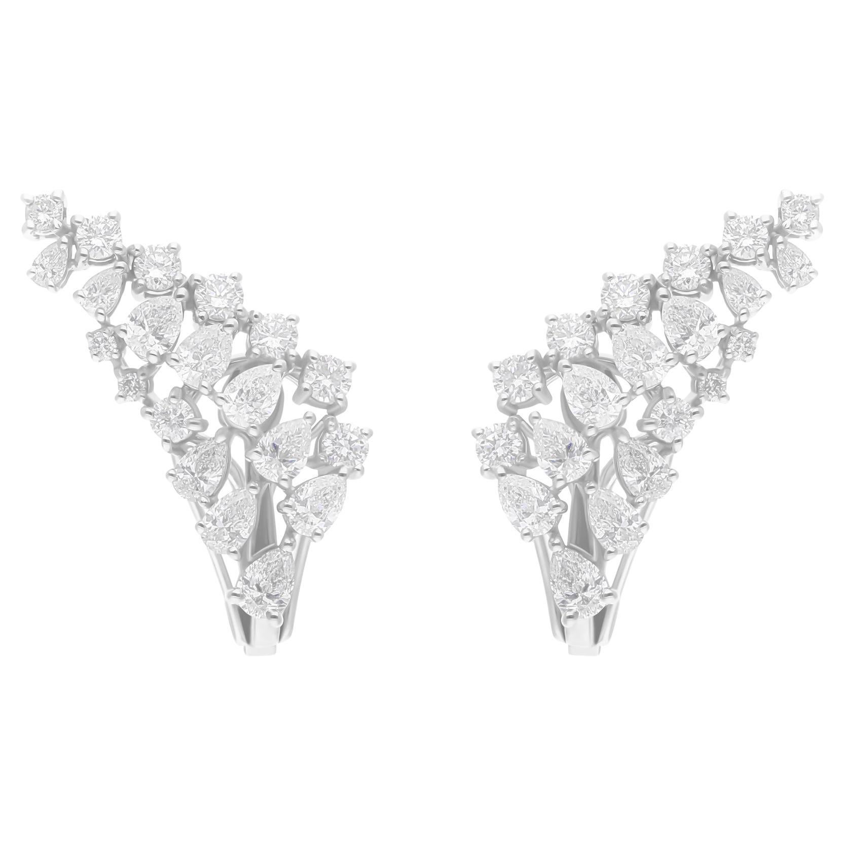 2.30 Carat SI/H Pear Round Brilliant Cut Diamond Earrings 18 Karat White Gold