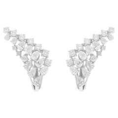2.30 Carat SI/H Pear Round Brilliant Cut Diamond Earrings 18 Karat White Gold