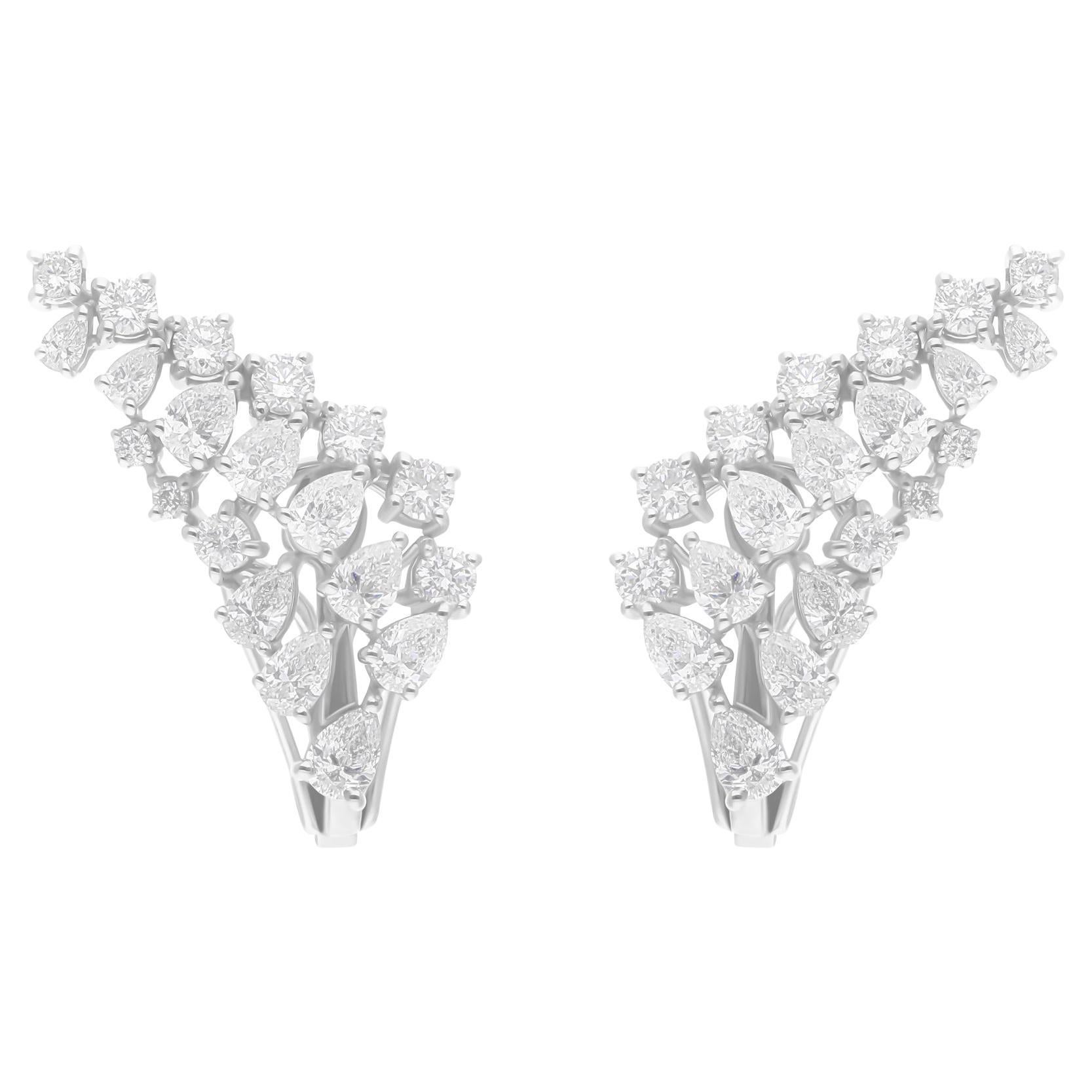 2.30 Carat SI/H Pear Round Brilliant Cut Diamond Earrings 18 Karat White Gold