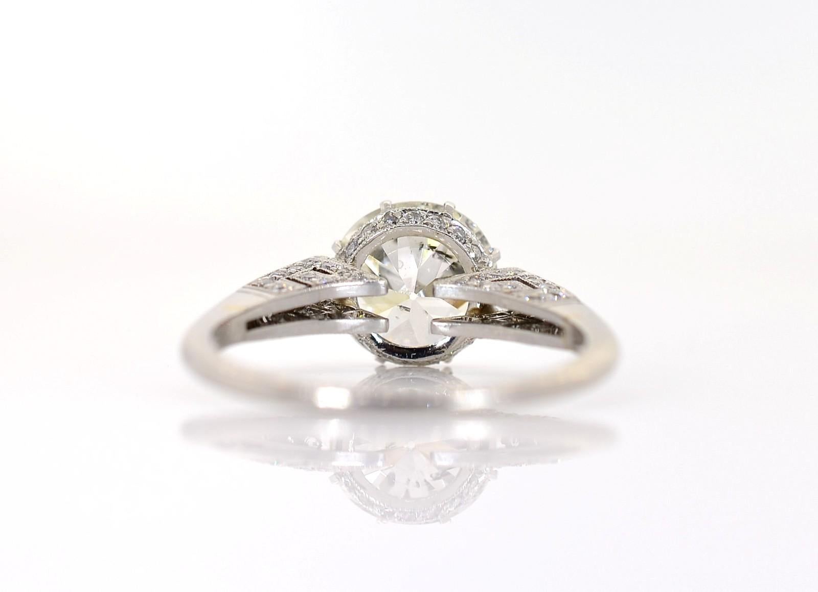 2.30 Carat Transitional Cut Diamond Platinum Ring In Excellent Condition In Beverly Hills, CA