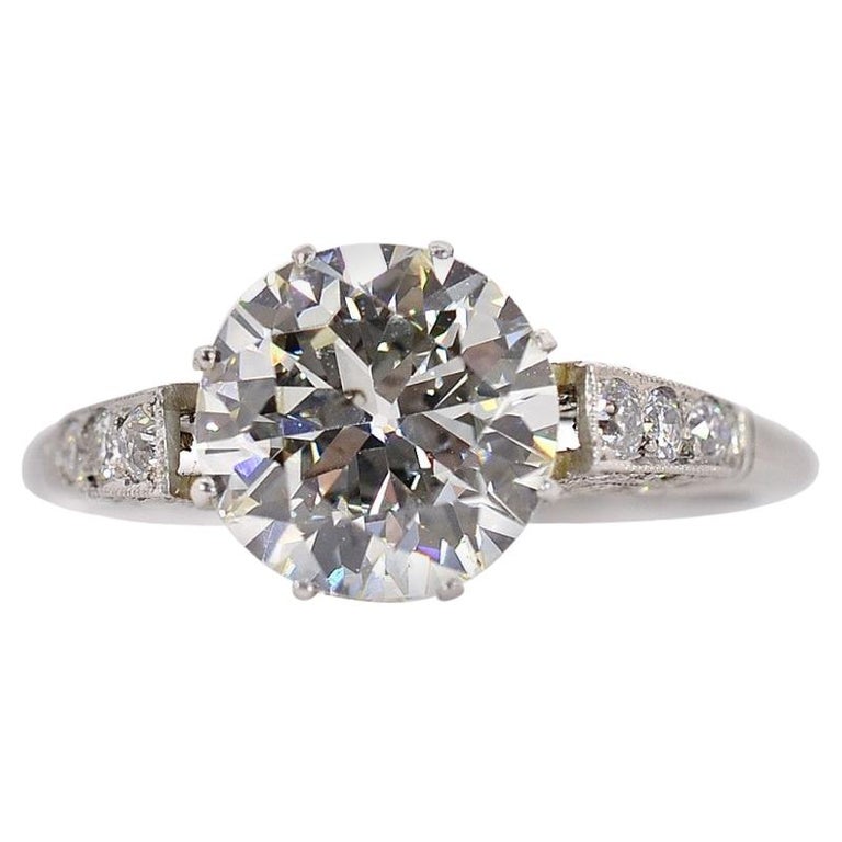 2.30 Carat Transitional Cut Diamond Platinum Ring For Sale at 1stDibs