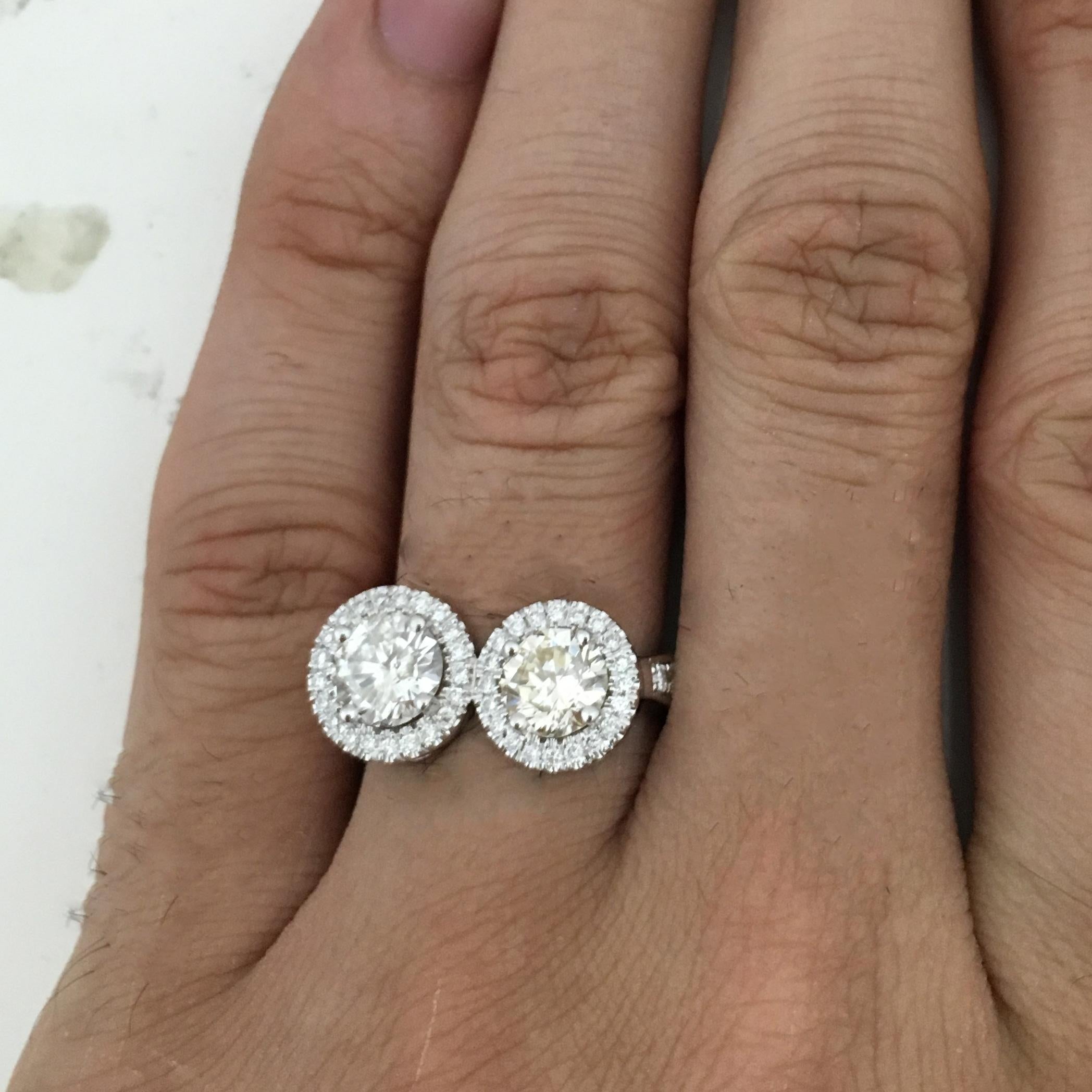 Women's 2.30 Carat TW Approximate 2 Round Halo Ring, Ben Dannie For Sale