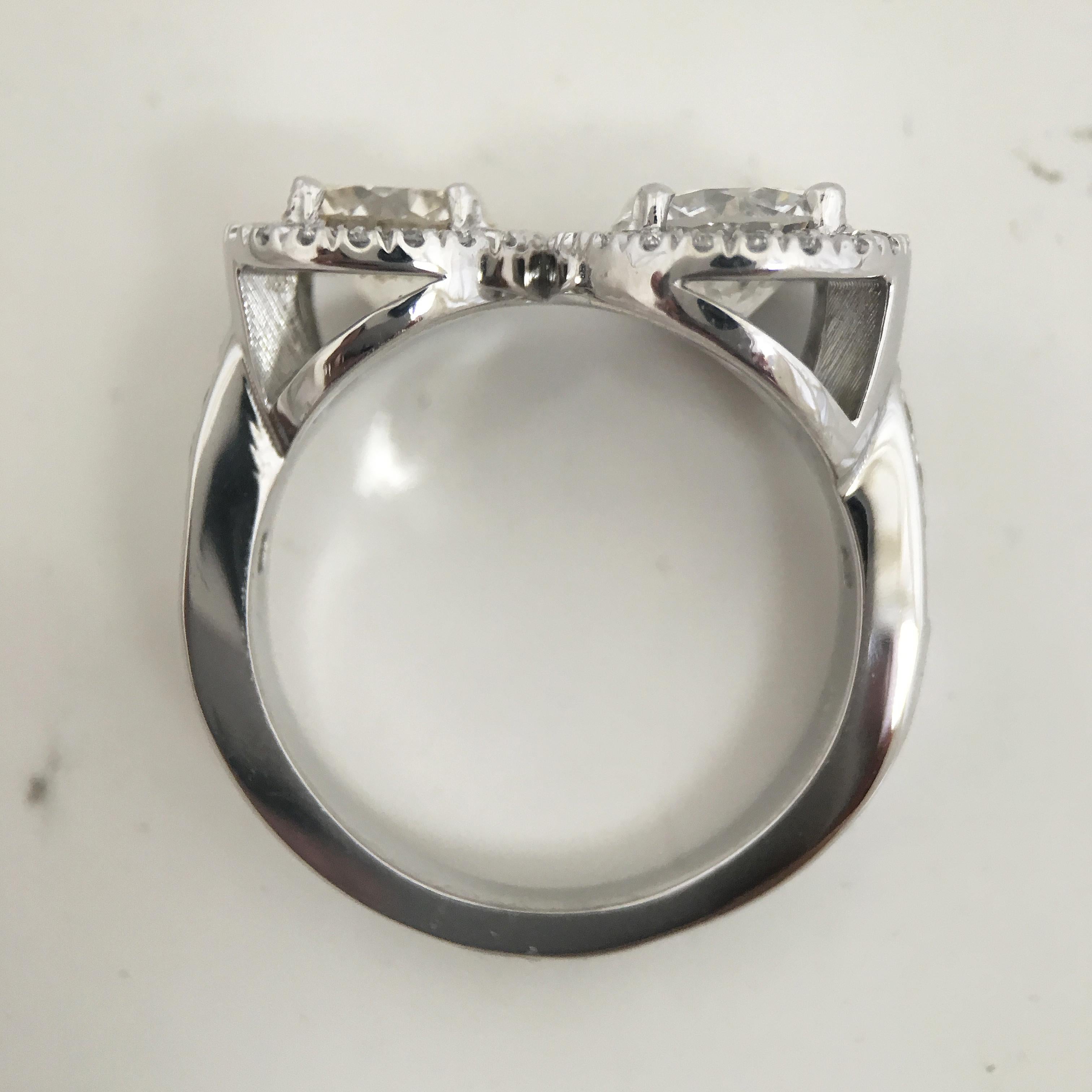 2,30 Karat TW Ungefähr 2 runde Halo-Ring, Ben Dannie im Angebot 3
