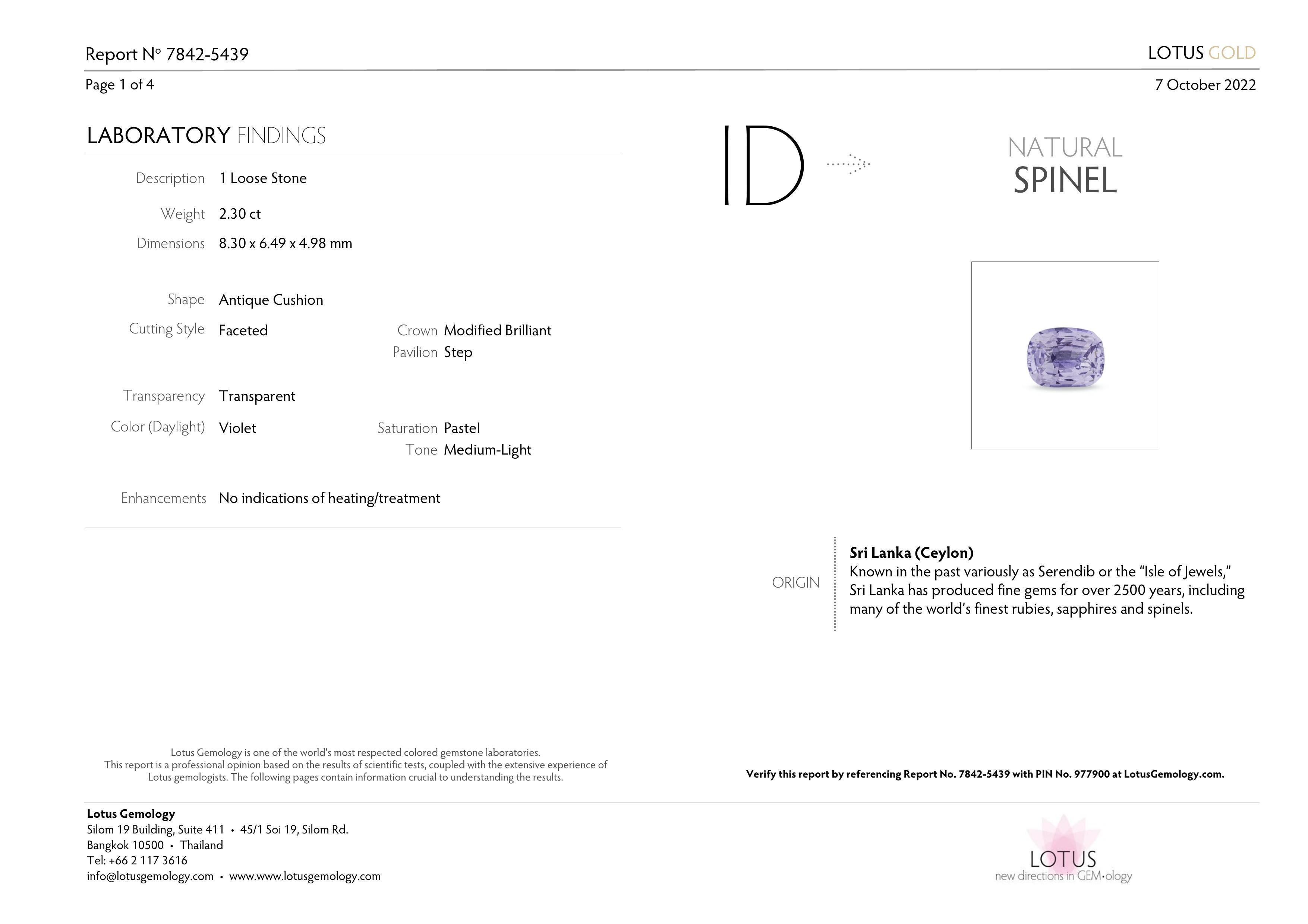 2,30 Karat violetter Spinell aus Sri Lanka, unbehandelt im Angebot 5