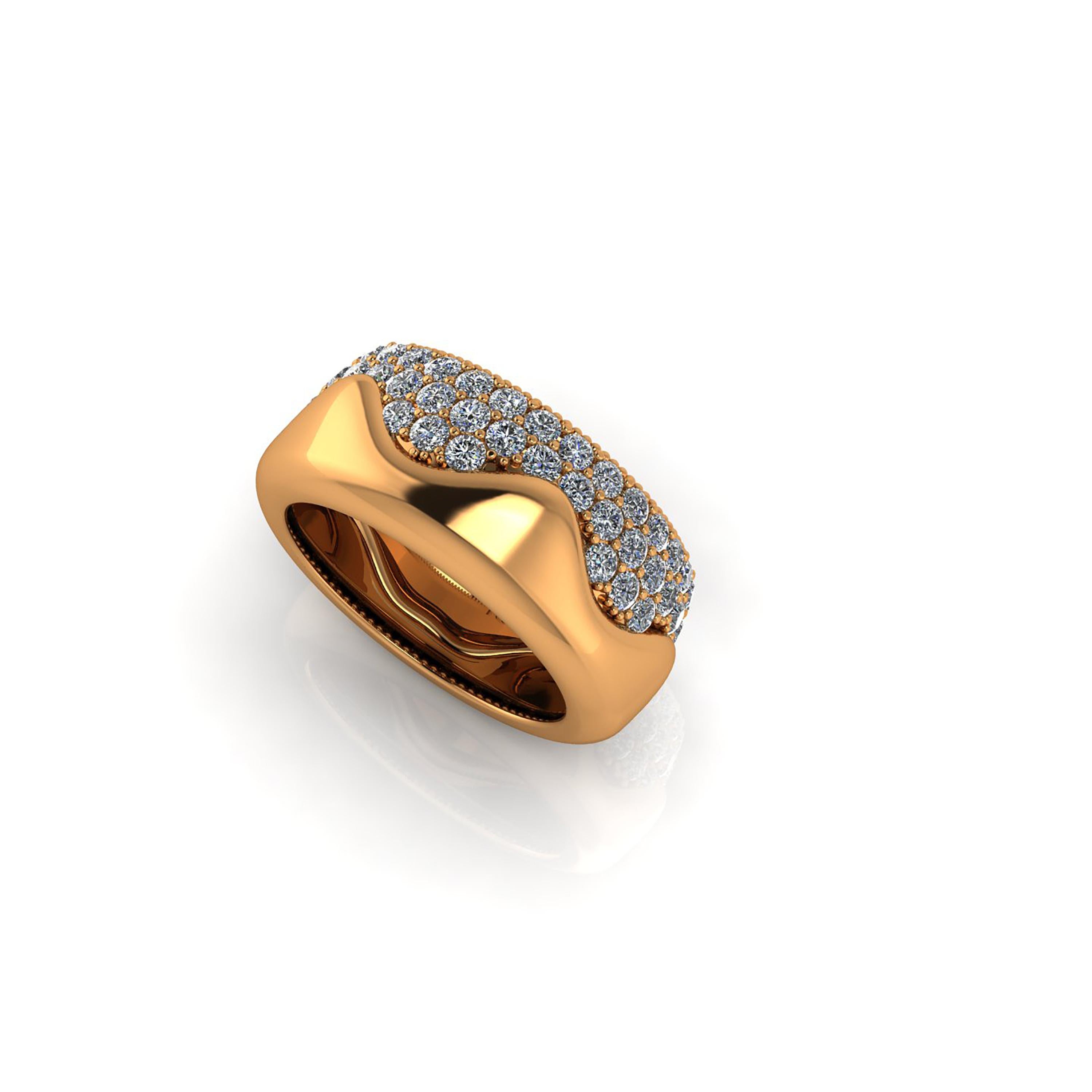 2.30 Carat White Diamond Melting Away Pave Ring in 18 Karat Yellow Gold For Sale 1