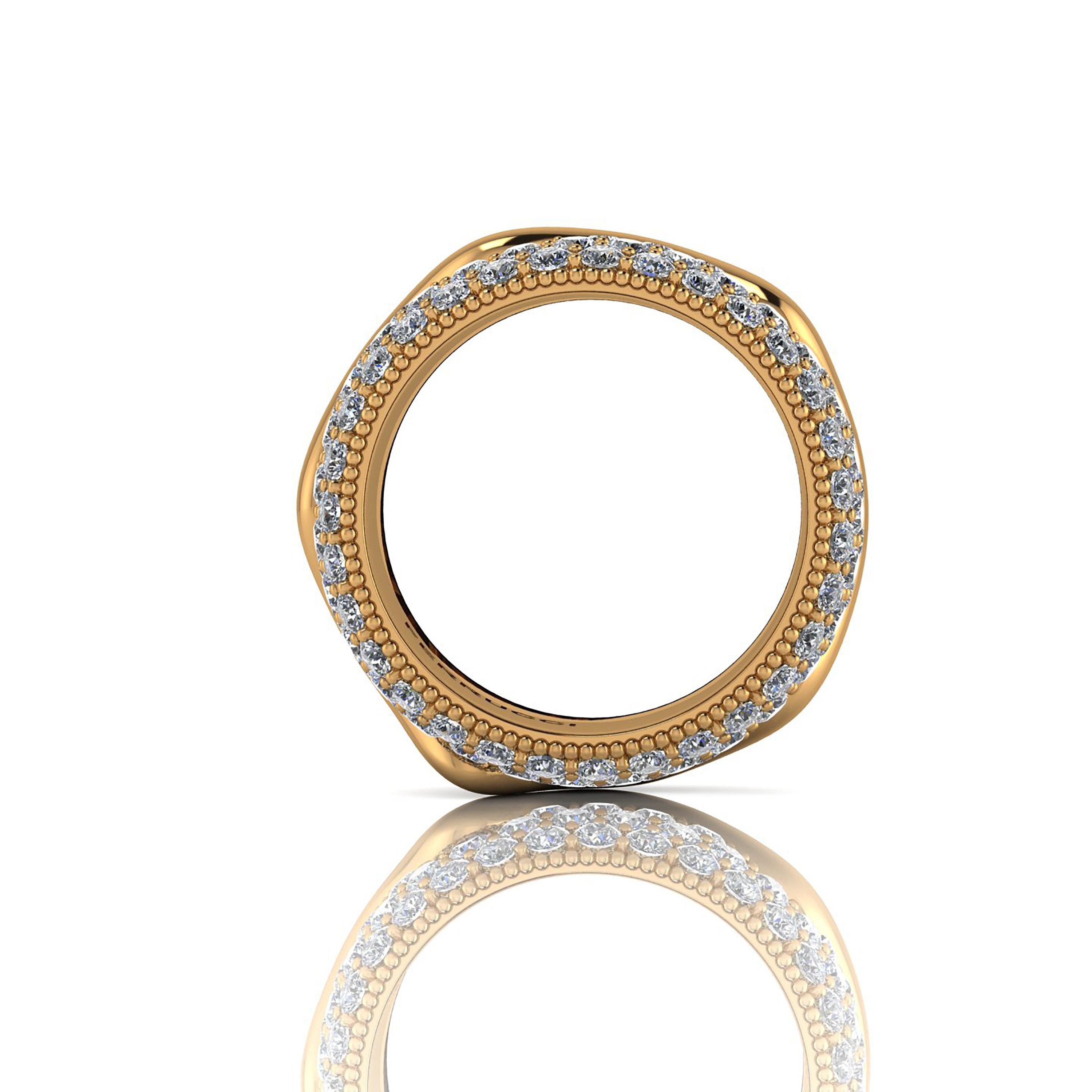 Modern 2.30 Carat White Diamond Melting Away Pave Ring in 18 Karat Yellow Gold For Sale