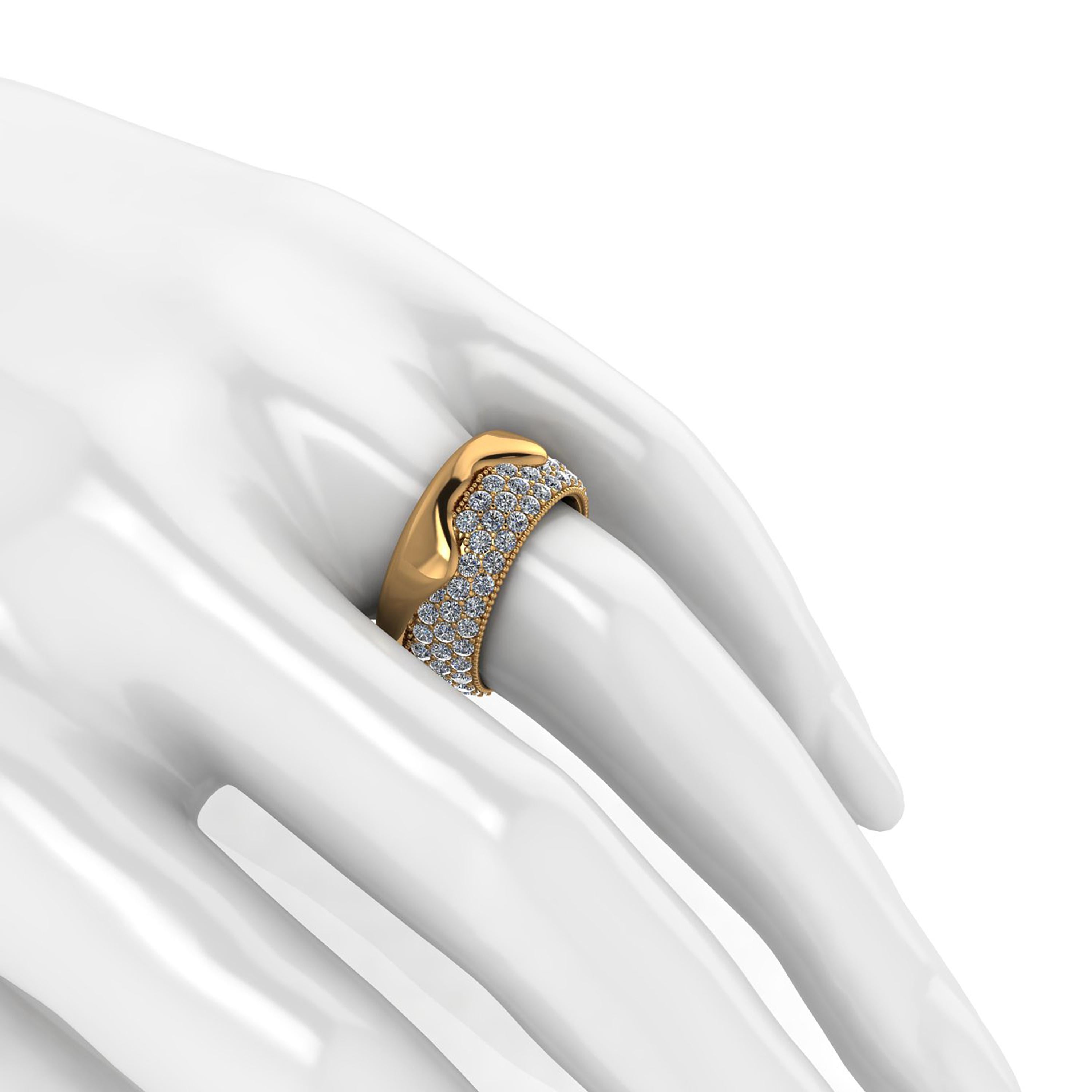 2.30 Carat White Diamond Melting Away Pave Ring in 18 Karat Yellow Gold In New Condition For Sale In New York, NY