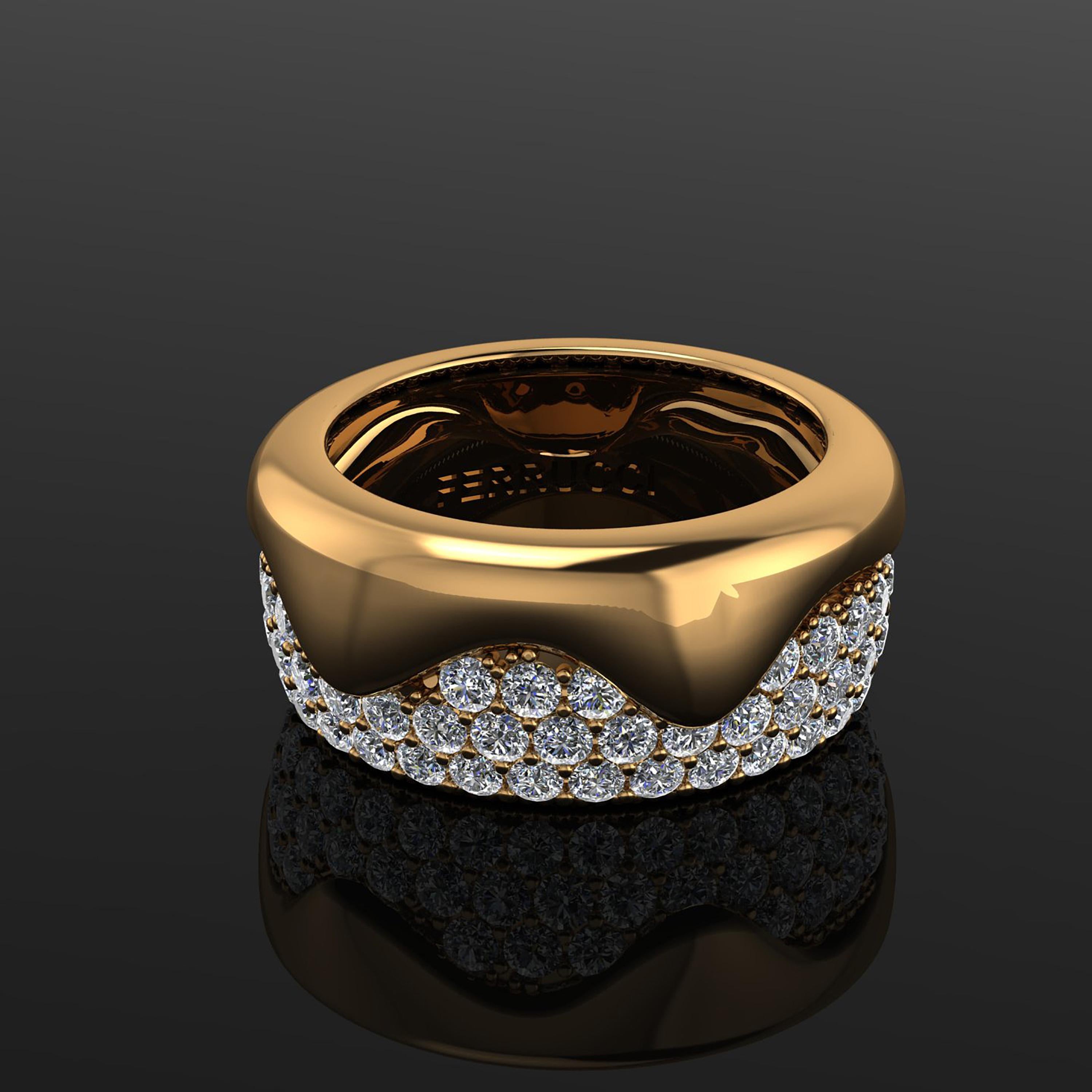 Women's 2.30 Carat White Diamond Melting Away Pave Ring in 18 Karat Yellow Gold For Sale