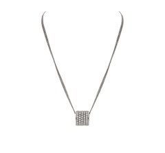 2.30 Carat White GSI Diamonds 18 Karat White Gold 5 Rows Round Necklace