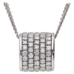 2.30 Carat White GSI Diamonds 18 Karat White Gold 5 Rows Round Necklace