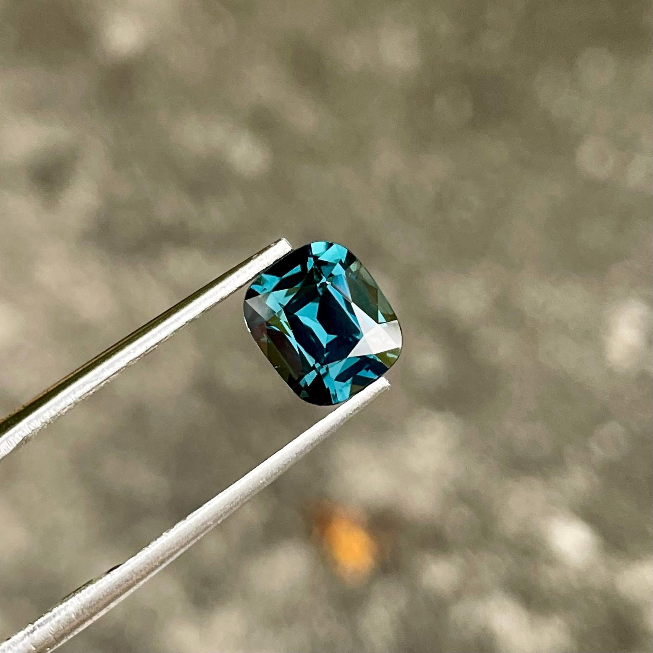 Modern 2.30 carats Deep Blue Spinel Stone Cushion Cut Natural Burmese Gemstone For Sale