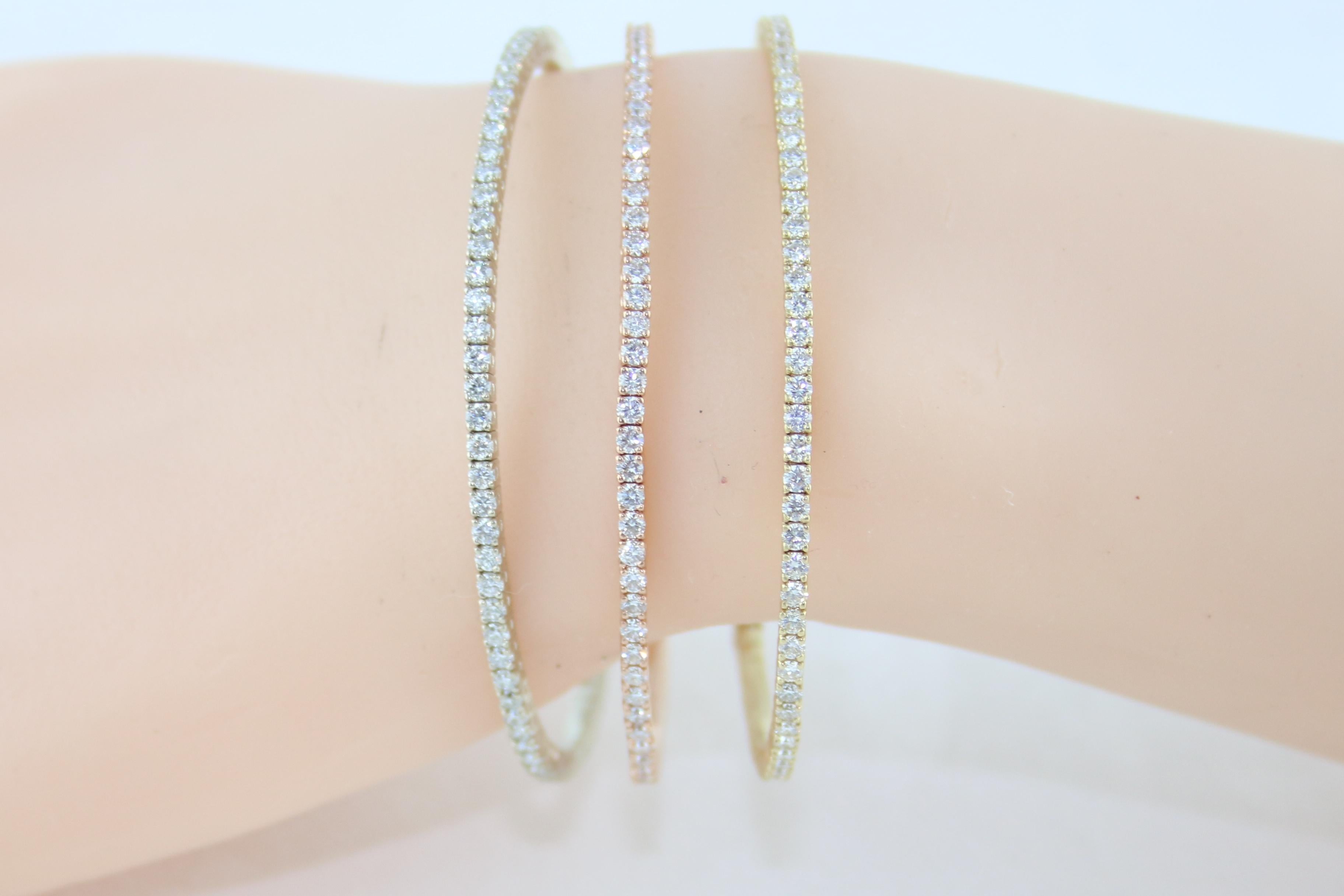 Bracelet jonc de tension entièrement en or avec diamants de 2,30 carats en vente 7