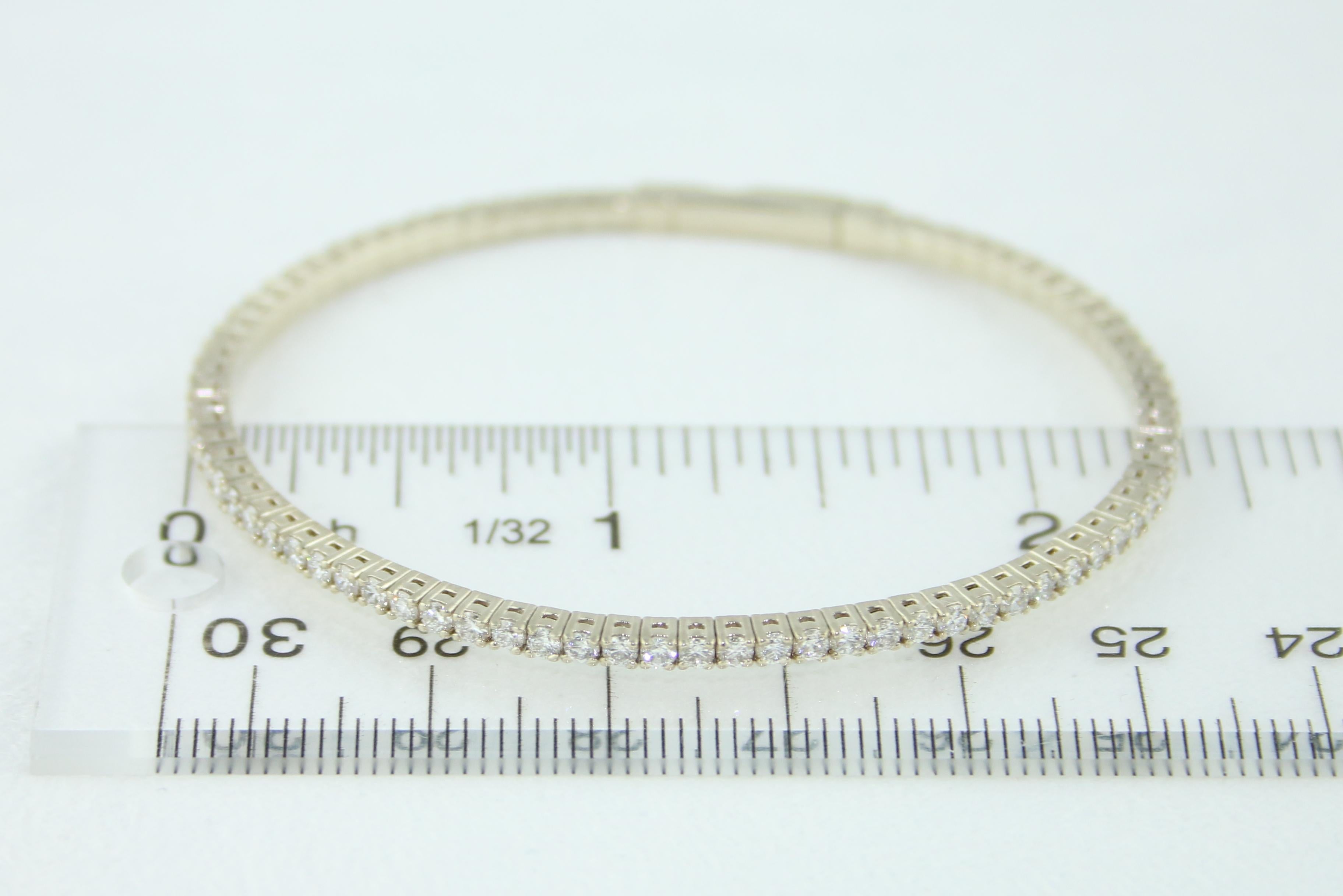 2.30 Carat Diamond All Around Gold Bangle Tension Bracelet For Sale 7
