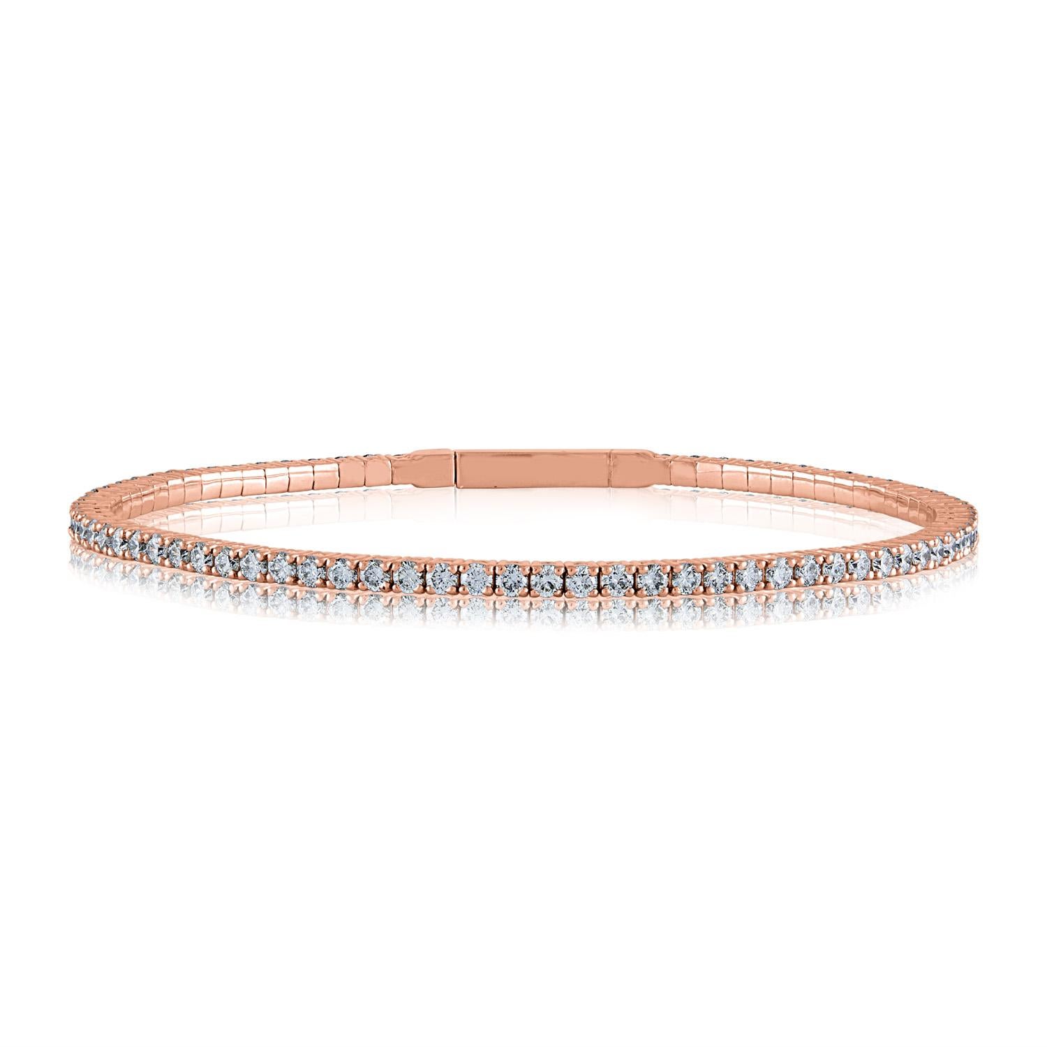 Taille ronde Bracelet jonc de tension entièrement en or avec diamants de 2,30 carats en vente