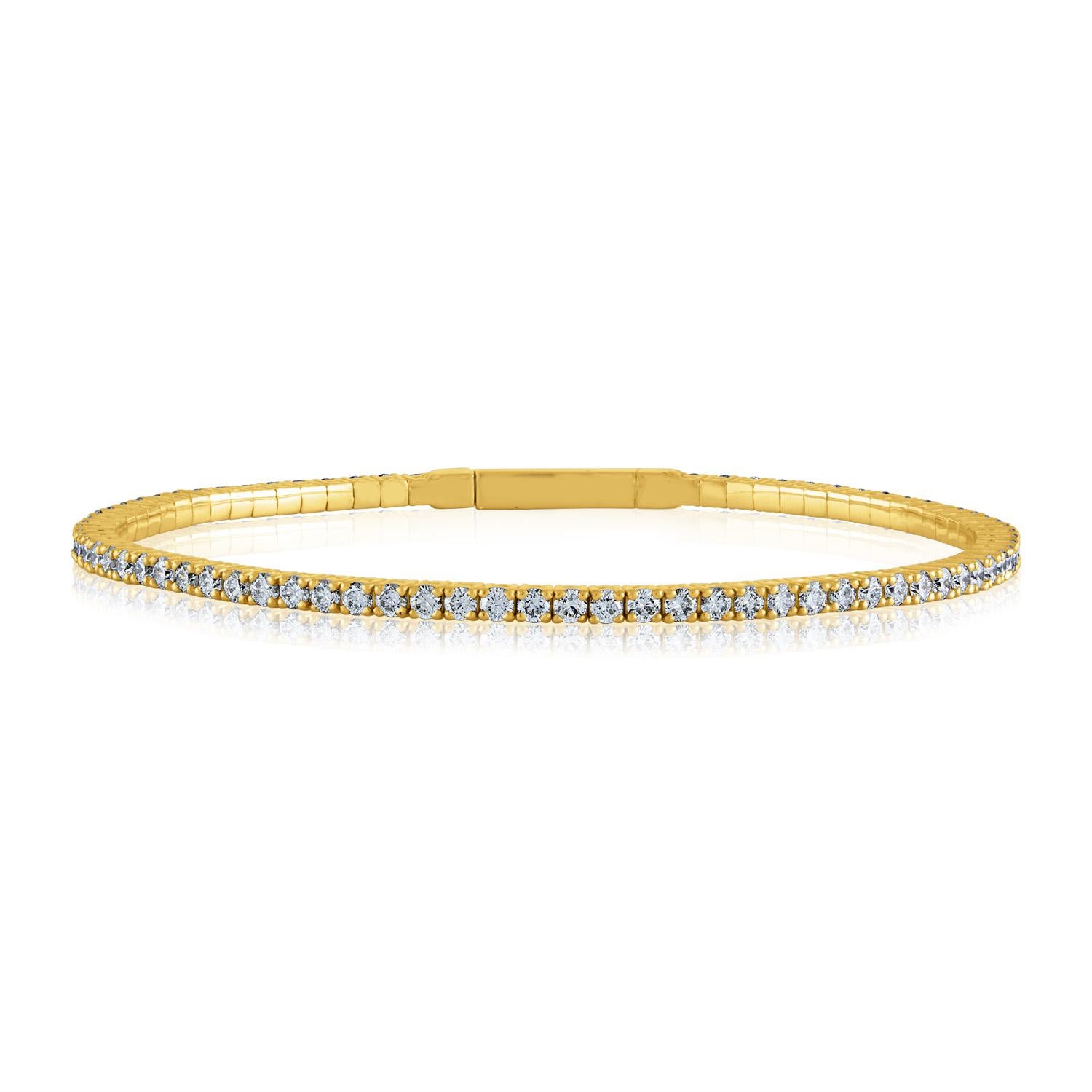 2.30 Carat Diamond All Around Gold Bangle Tension Bracelet In New Condition For Sale In New York, NY