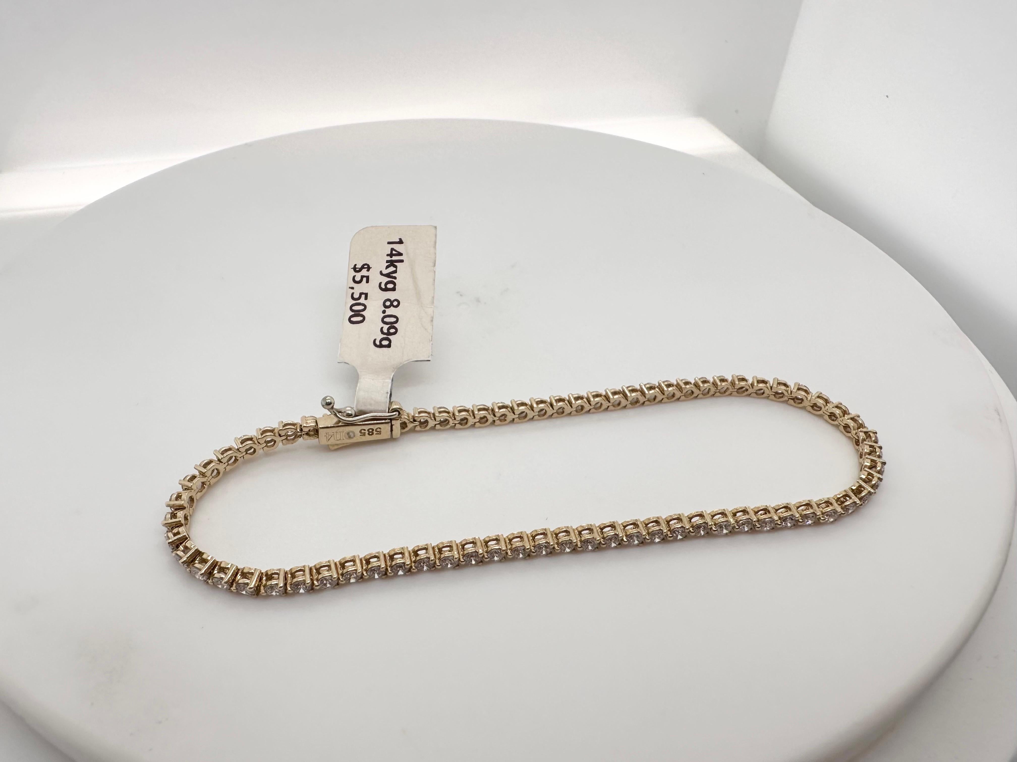 Women's or Men's 2.30 carats diamond bracelet tennis bracelet 14KT gold For Sale