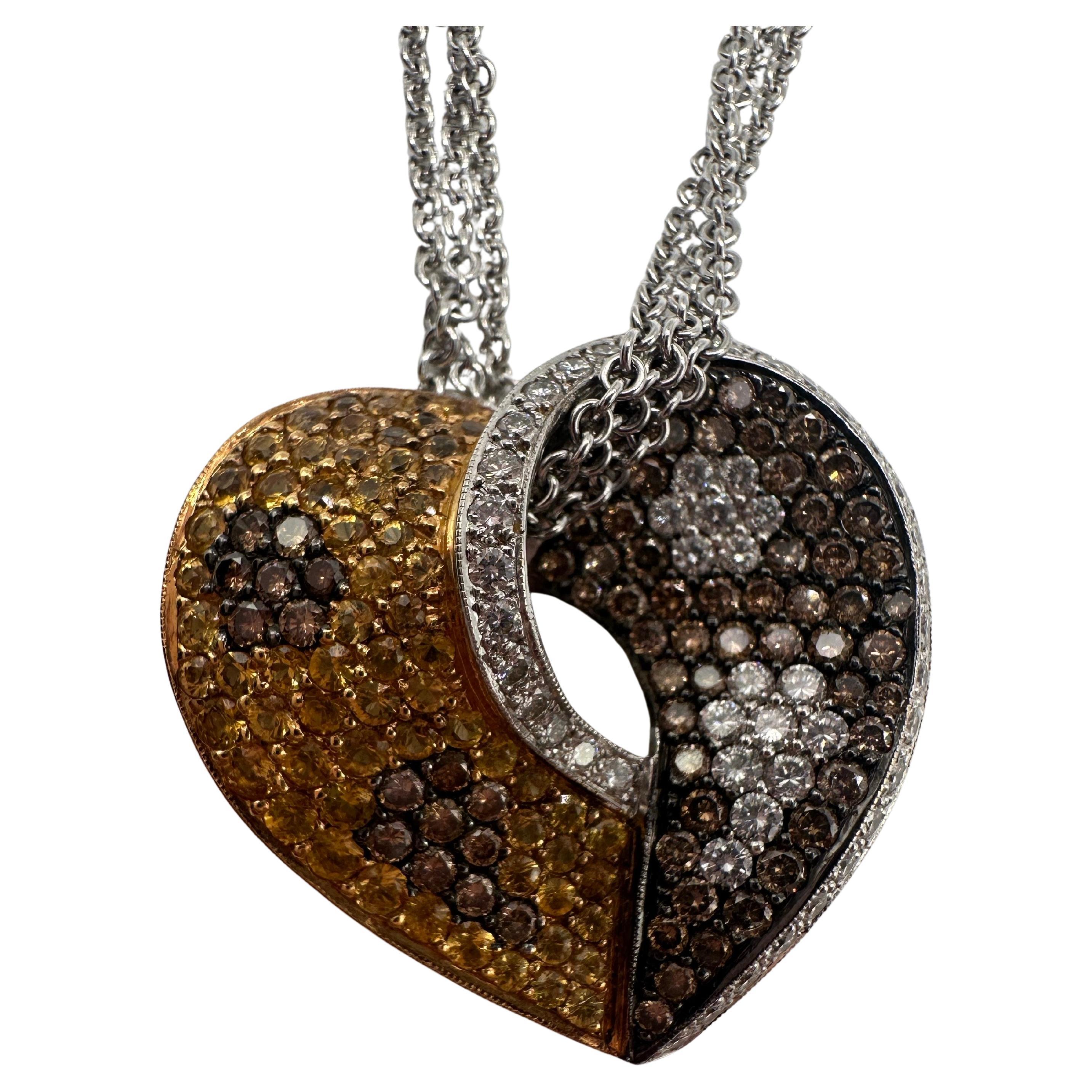 2.30 carats Diamond Heart Pendant necklace 18 Karat Gold