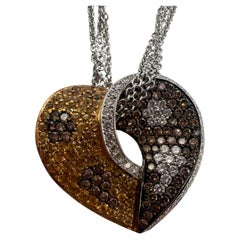 2.30 carats Diamond Heart Pendant necklace 18 Karat Gold