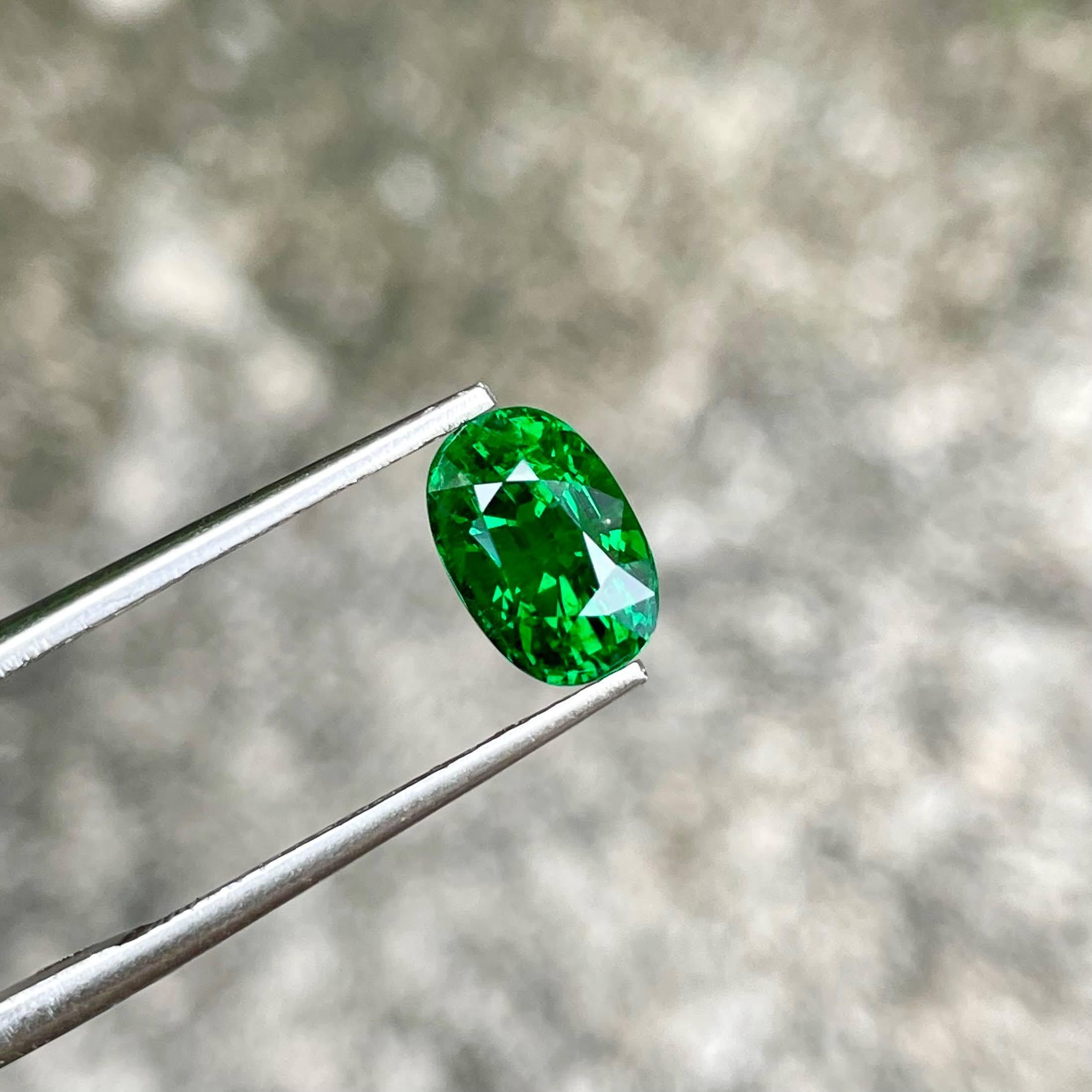 Peso 2,30 carati 
Dimensioni 8,65x5,80x5,60 mm
Trattamento nessuno 
Origine Kenya 
Chiarezza VVS
Forma ovale 
Taglio sfaccettato 



Questo squisito Granato Tsavorite da 2,30 carati è un esempio accattivante della bellezza della natura,