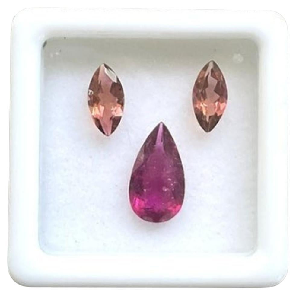 2.30 Carats Mix Matched Tourmaline Pair, Pink Tourmaline Marquise and Pear Gems For Sale