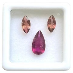 Pareja de turmalinas combinadas de 2,30 quilates, marquesa de turmalina rosa y gemas de pera