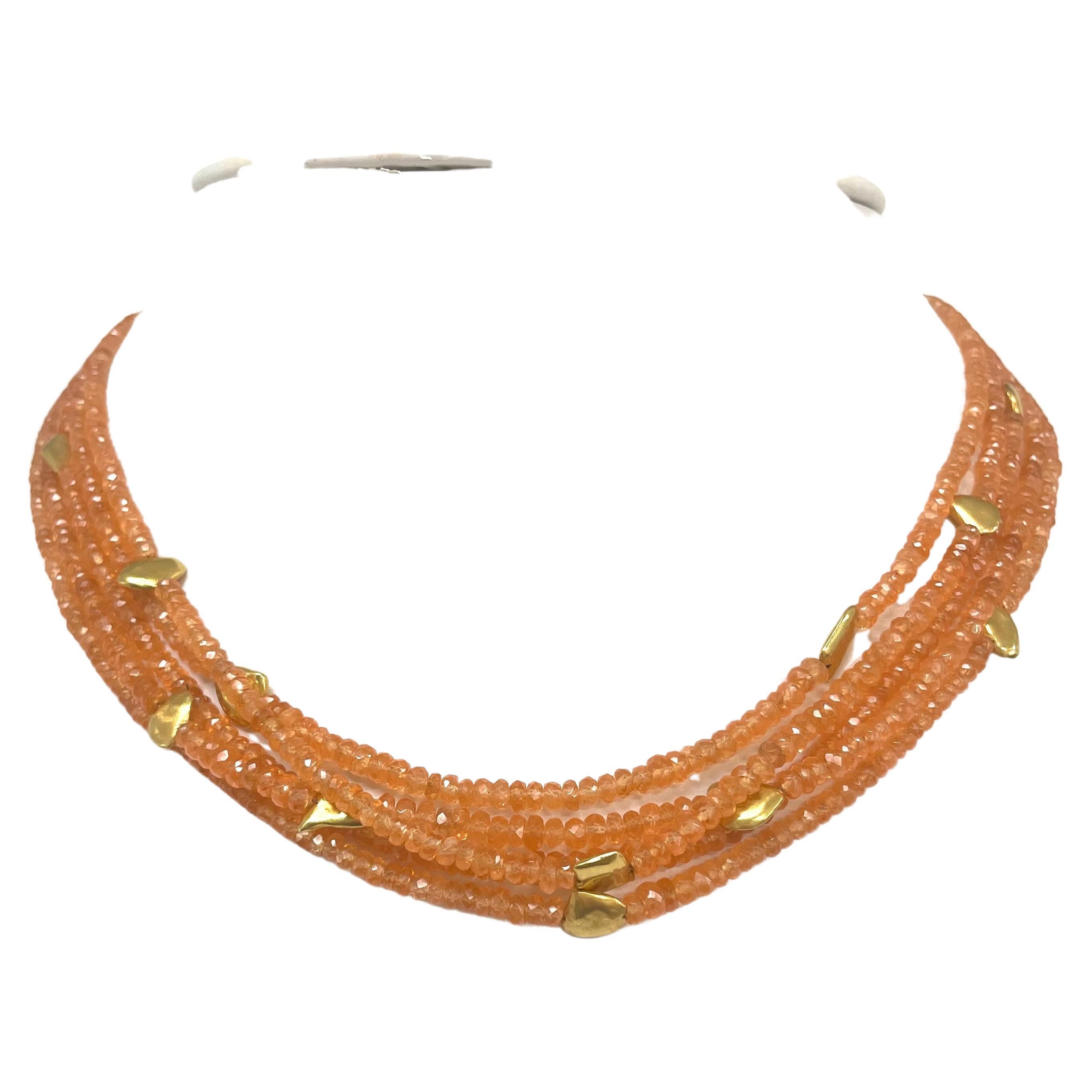 230 Karat orangefarbene Spessartin-Halskette mit Goldscheiben  im Zustand „Neu“ im Angebot in Laguna Beach, CA