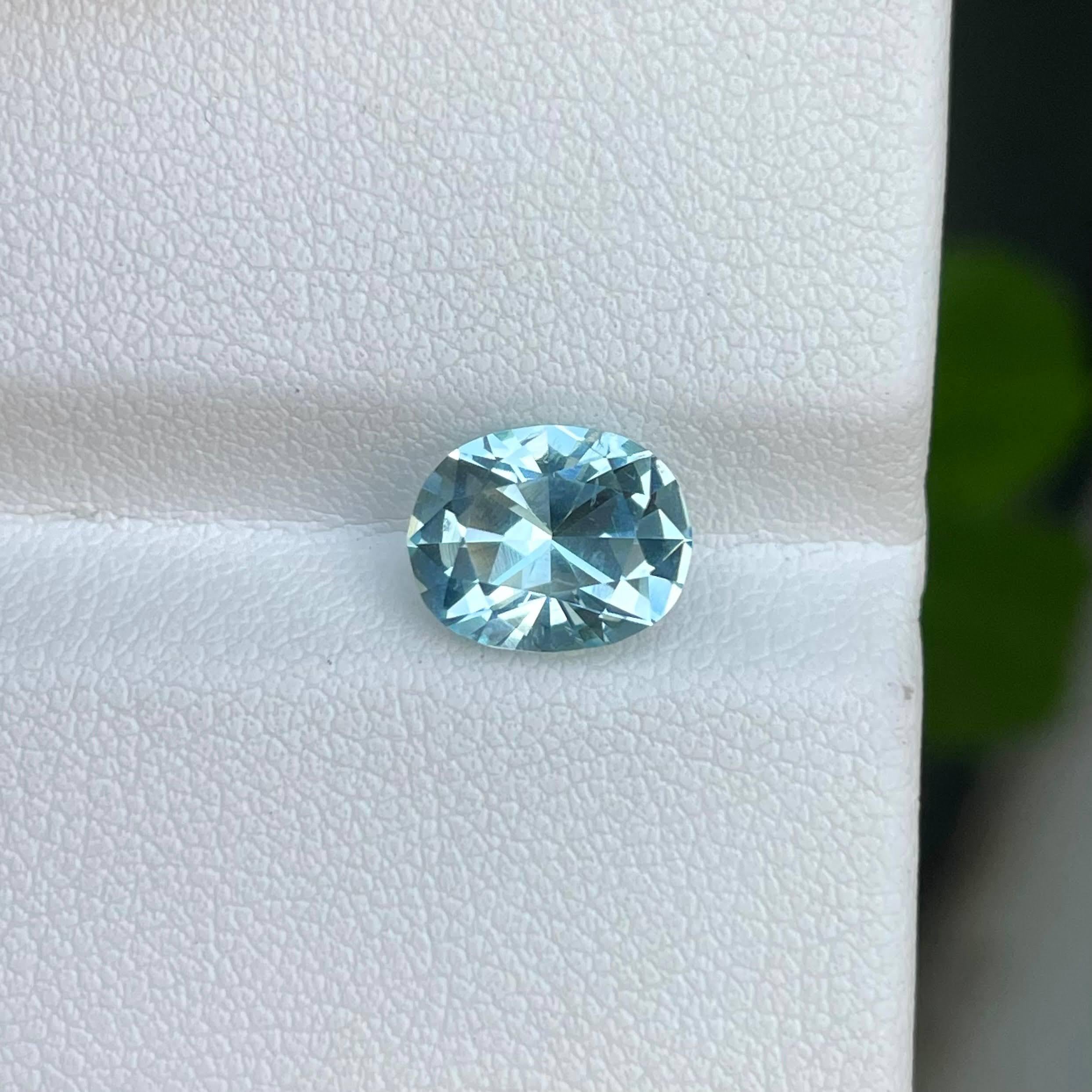Weight 2.30 carats 
Dimensions 9.39x7.45x7.78 mm
Treatment None
Origin Madagascar
Clarity Eye Clean
Shape Oval
Cut Oval Mix




Nestled gracefully in a harmonious composition, a mesmerizing 2.30-carat sea-blue Aquamarine takes center stage,