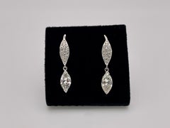 2 CT Marquise Diamond Platinum Dangle Drop Earrings
