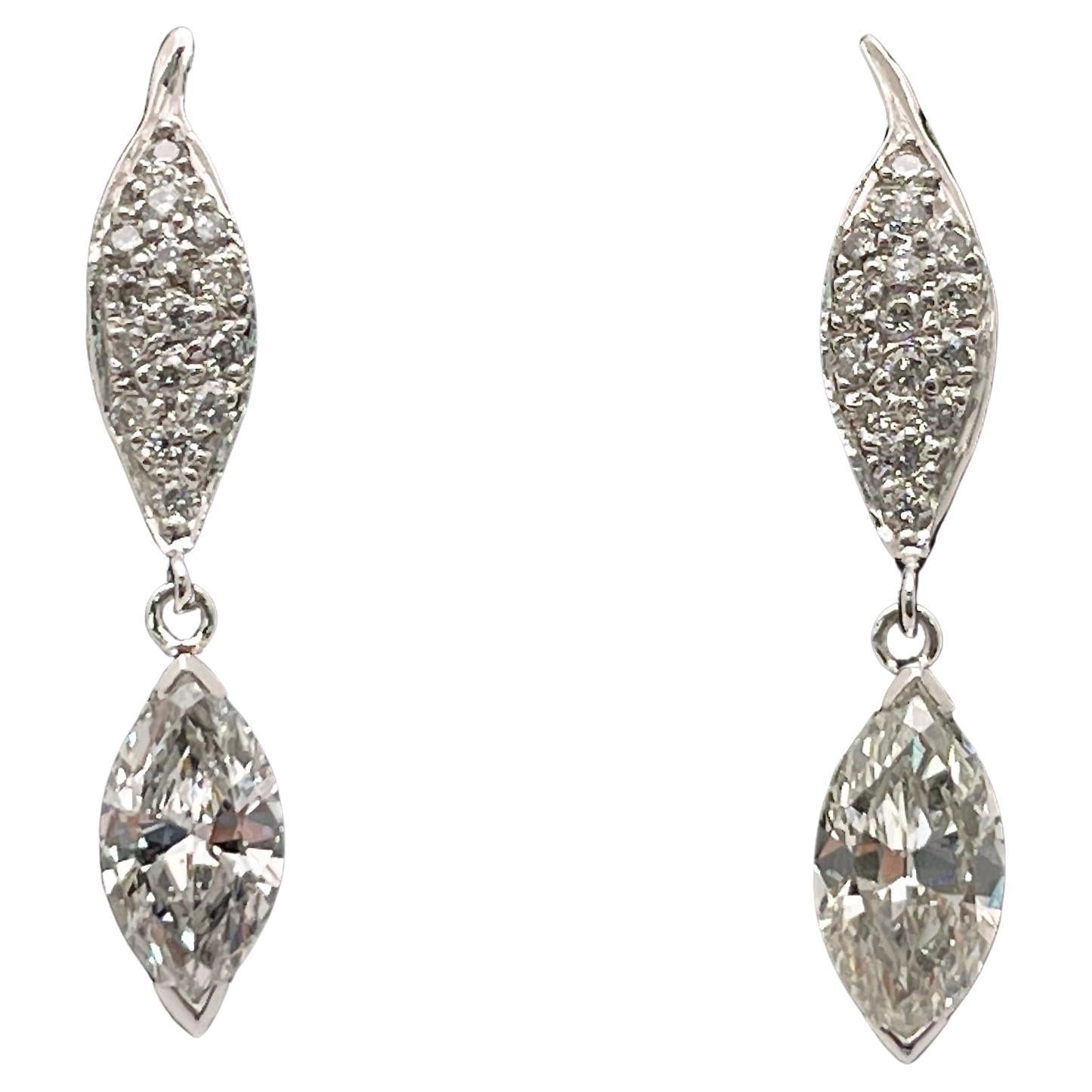 2.30 Carat Platinum Diamond Drop Dangle Earrings