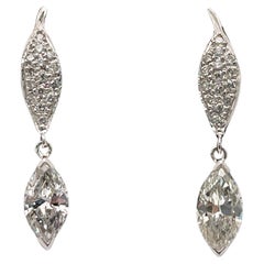 Boucles d'oreilles pendantes en platine avec diamant de 2,30 CT