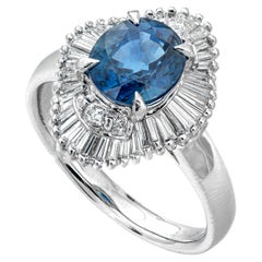 2.30 Ct Natural Sapphire and 0.59 Ct Natural Diamonds Ring