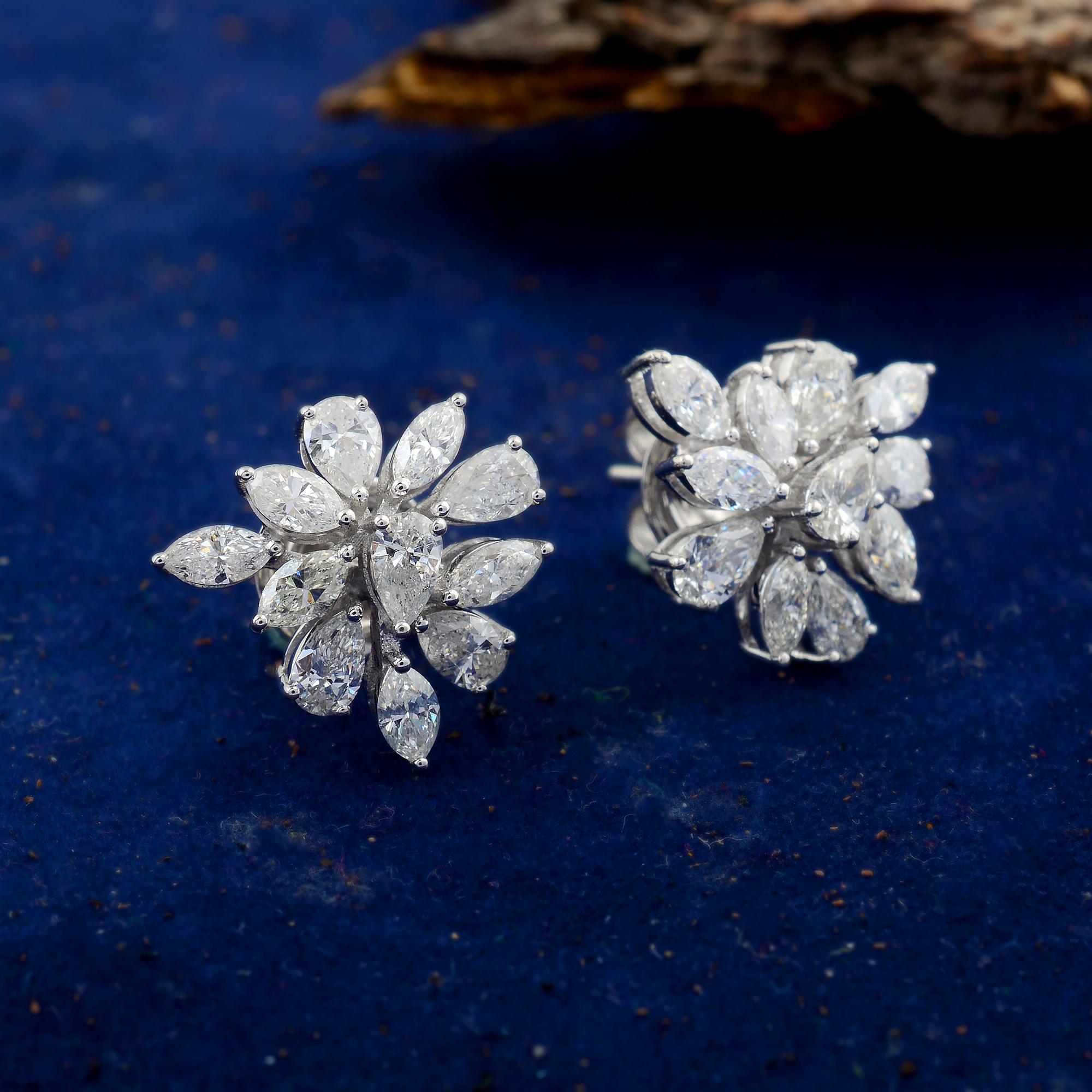 2.30 Ct SI/HI Marquise Pear Diamond Stud Earrings 18 Karat White Gold Jewelry For Sale 1