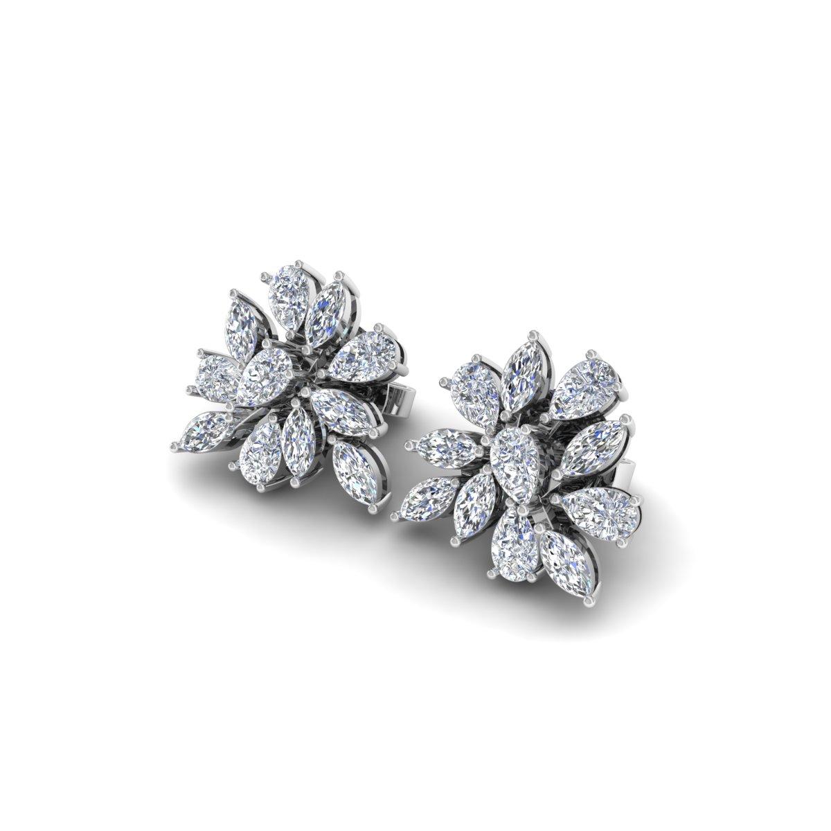 Modern 2.30 Ct SI/HI Marquise Pear Diamond Stud Earrings 18 Karat White Gold Jewelry For Sale