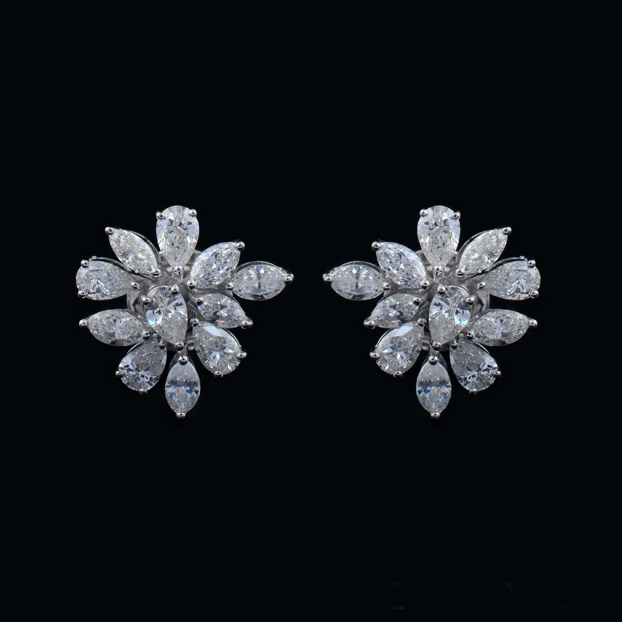 Orecchini con diamanti a pera marquise da 2,30 carati SI/HI Gioielli in oro bianco 18 carati in vendita 1