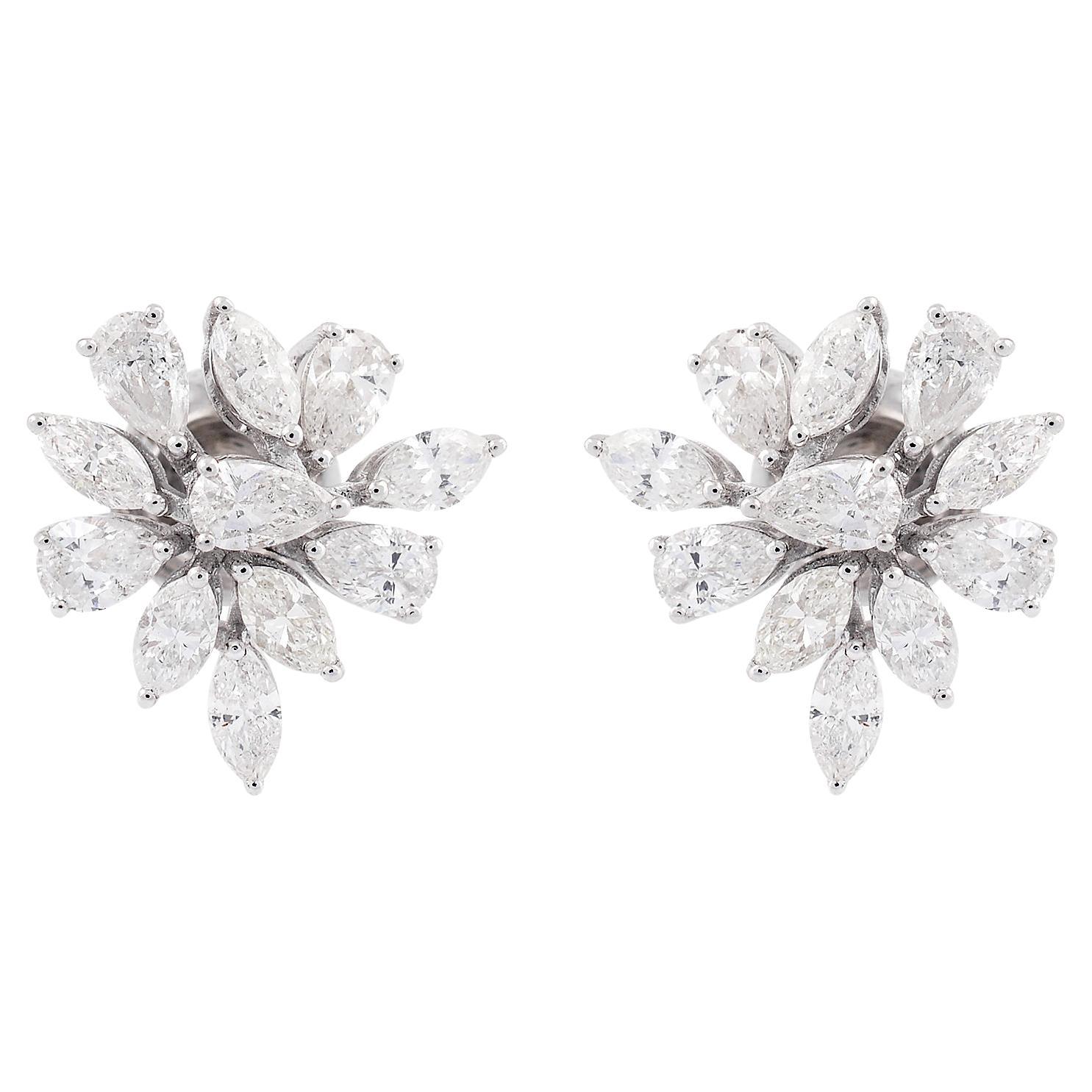 2.30 Ct SI/HI Marquise Pear Diamond Stud Earrings 18 Karat White Gold Jewelry For Sale
