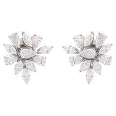 2.30 Ct SI/HI Marquise Pear Diamond Stud Earrings 18 Karat White Gold Jewelry